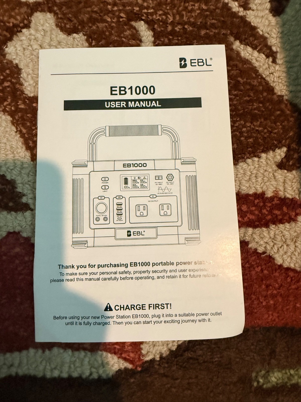 NEW EBL EB1000 Portable Power Station Peak 2000W