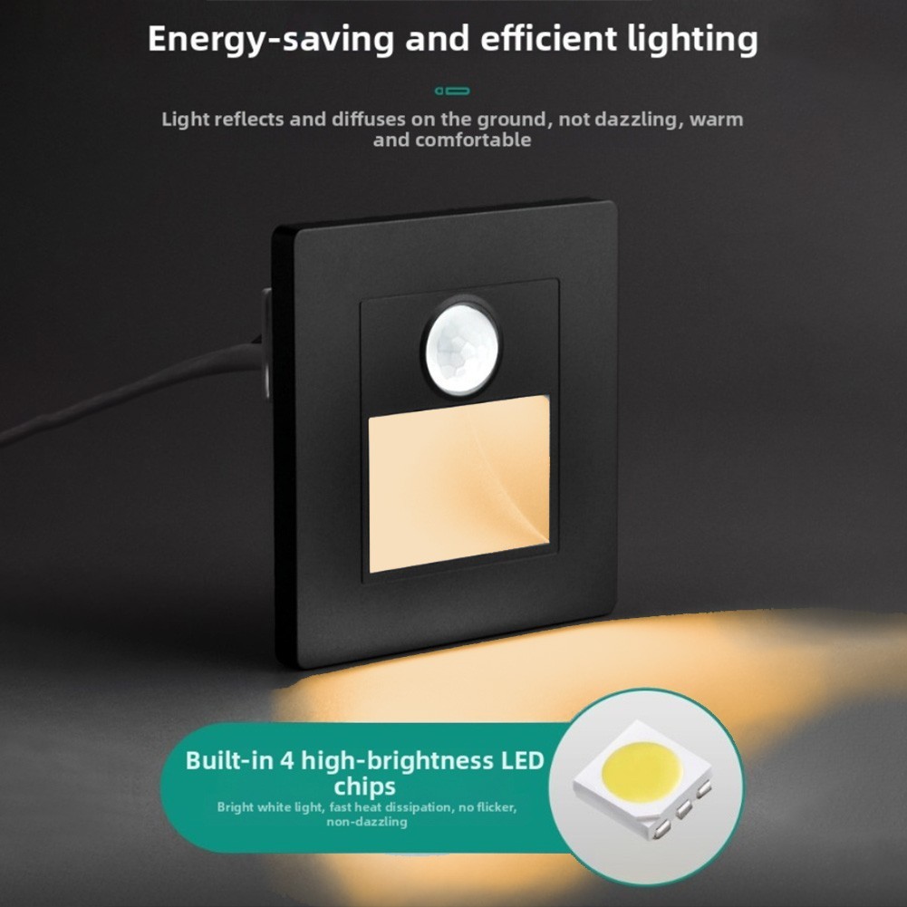 Indoor Motion Sensor LED Stair Light Recessed Wall Light for Safe Stair Use