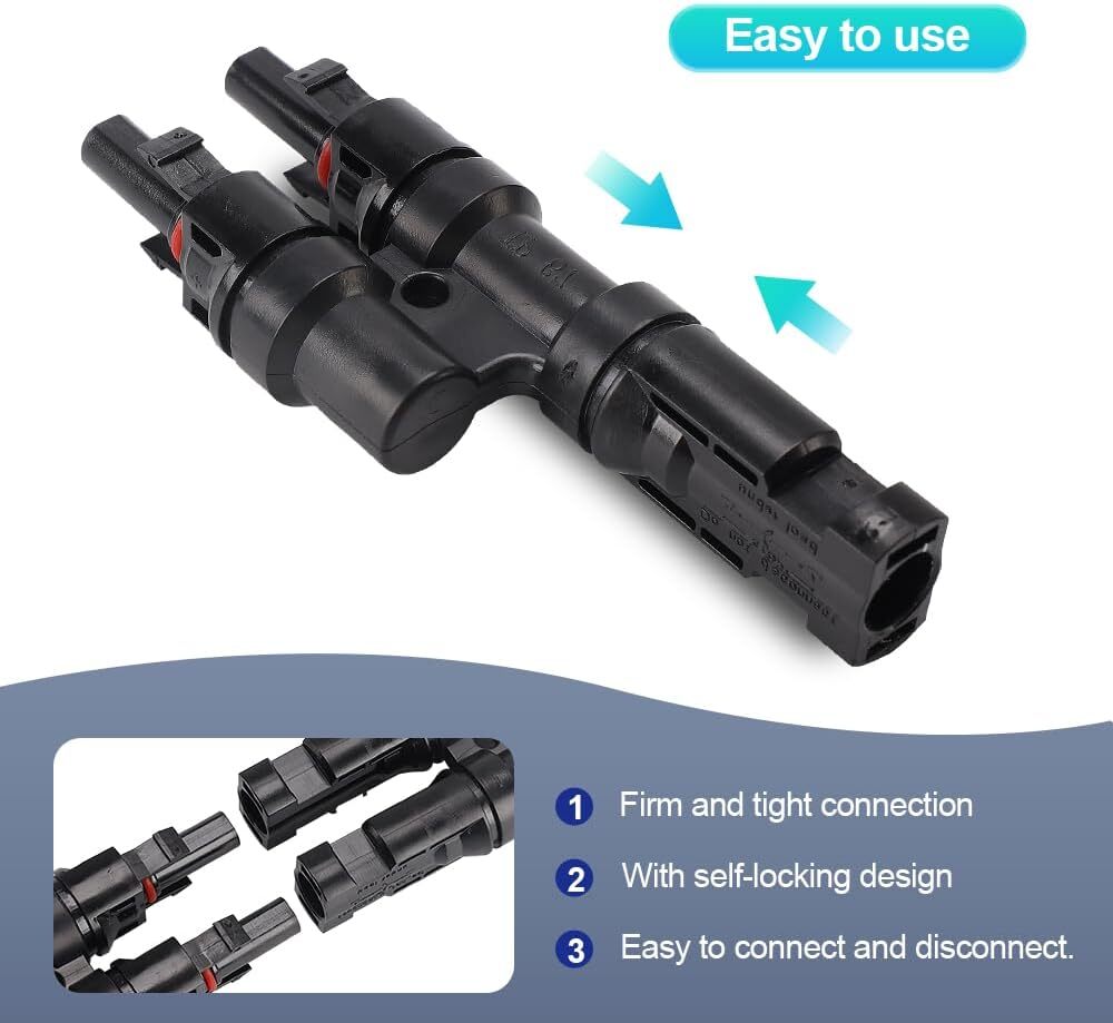 Solar Panel T Branch Cable Connector DIY Waterproof Adapter Extension MMF + FFM