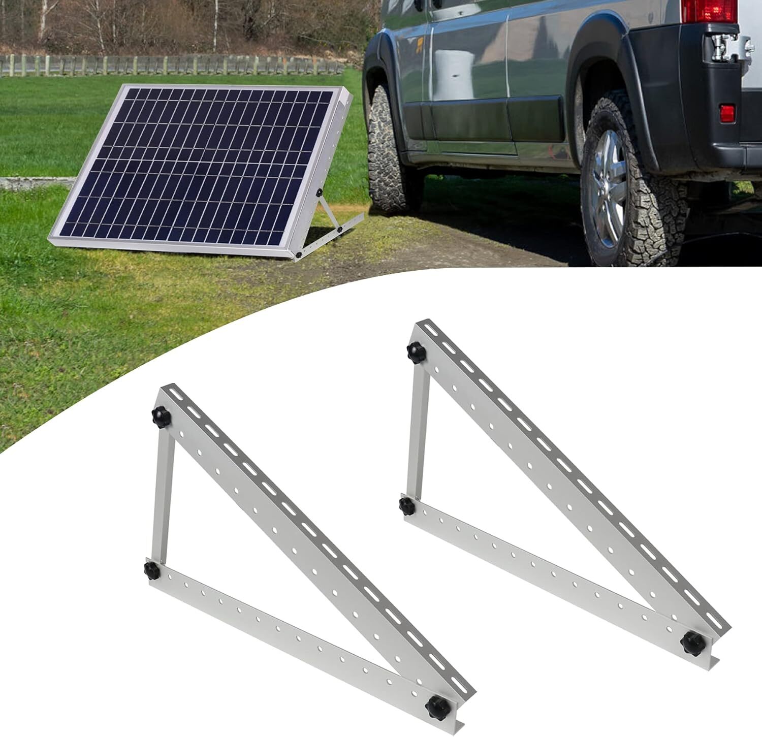 28″ Solar Panel RV Tilt Mount Brackets Ground Roof Flat Surface Adjustable Fram