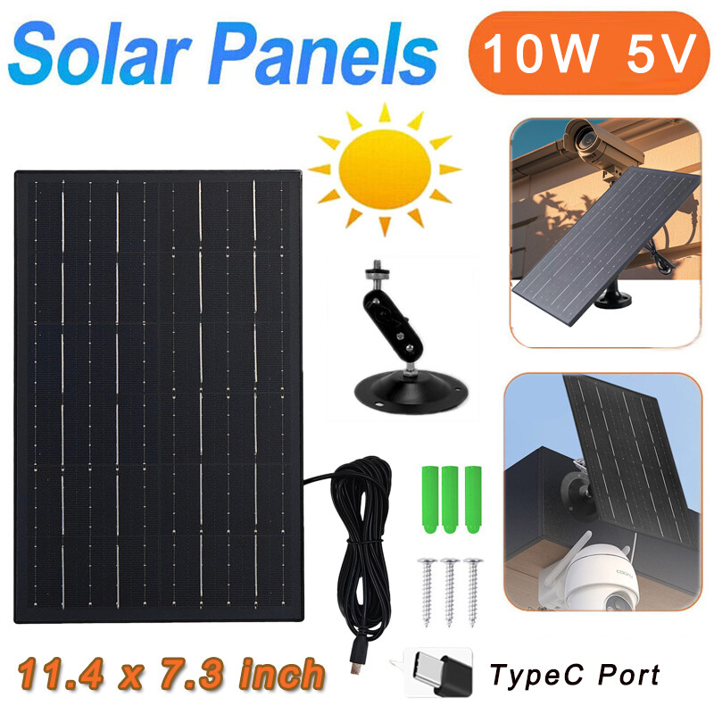 30W 10W 5V Solar Panel For Outdoor Spotlight Camera Security Cam Battery Charger