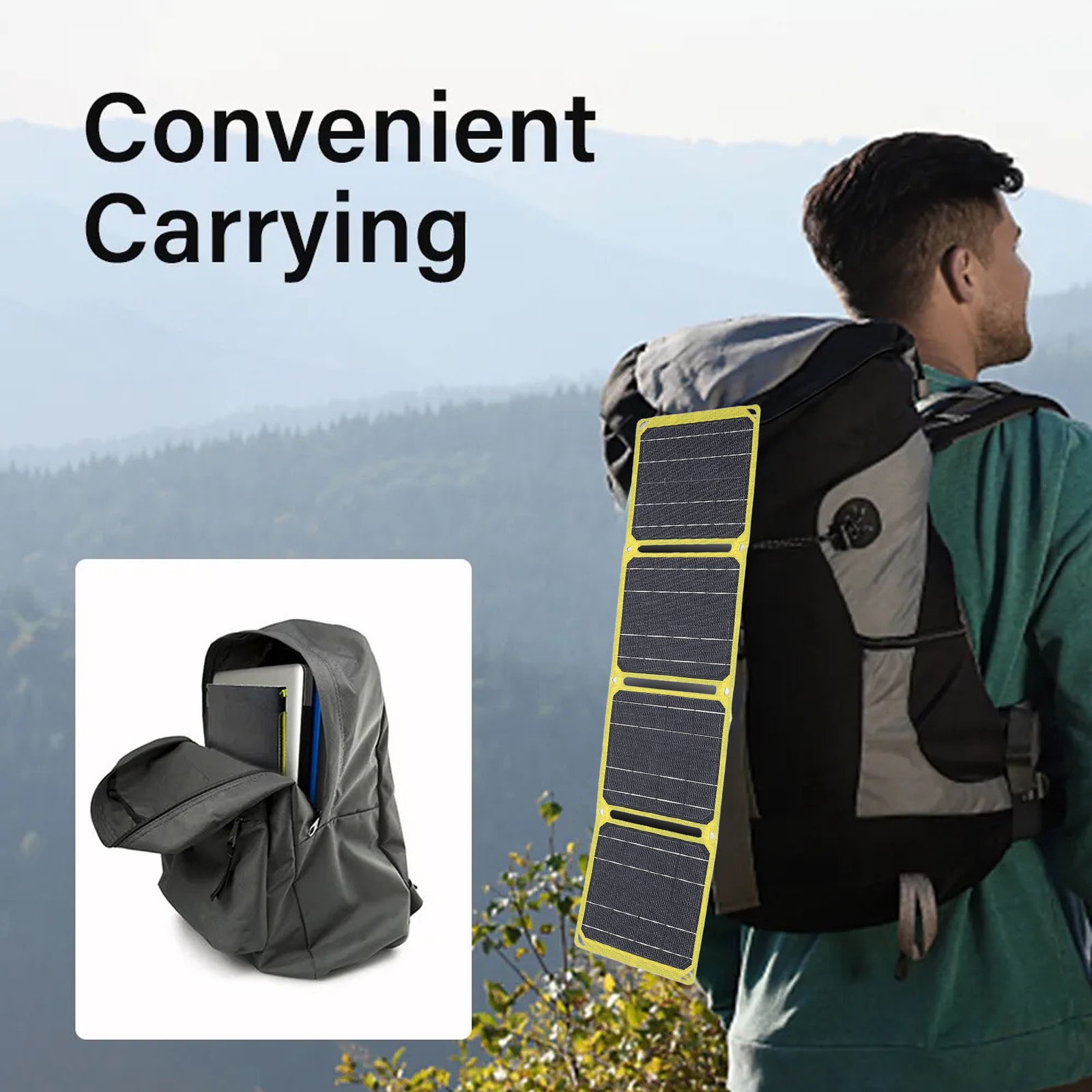 40W Folding Solar Panel USB Power Outdoor Camping Hiking Phone Charger Kit Green