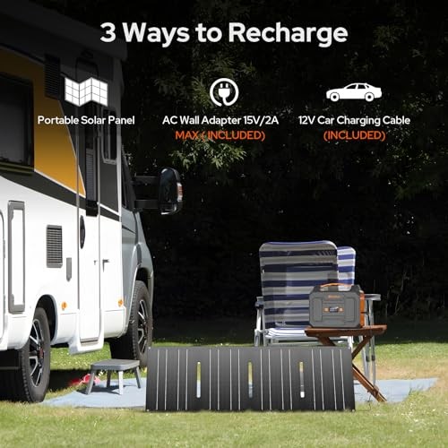 Portable Power Station 100W, Power Pack with 110V AC Outlet, Grey Orange