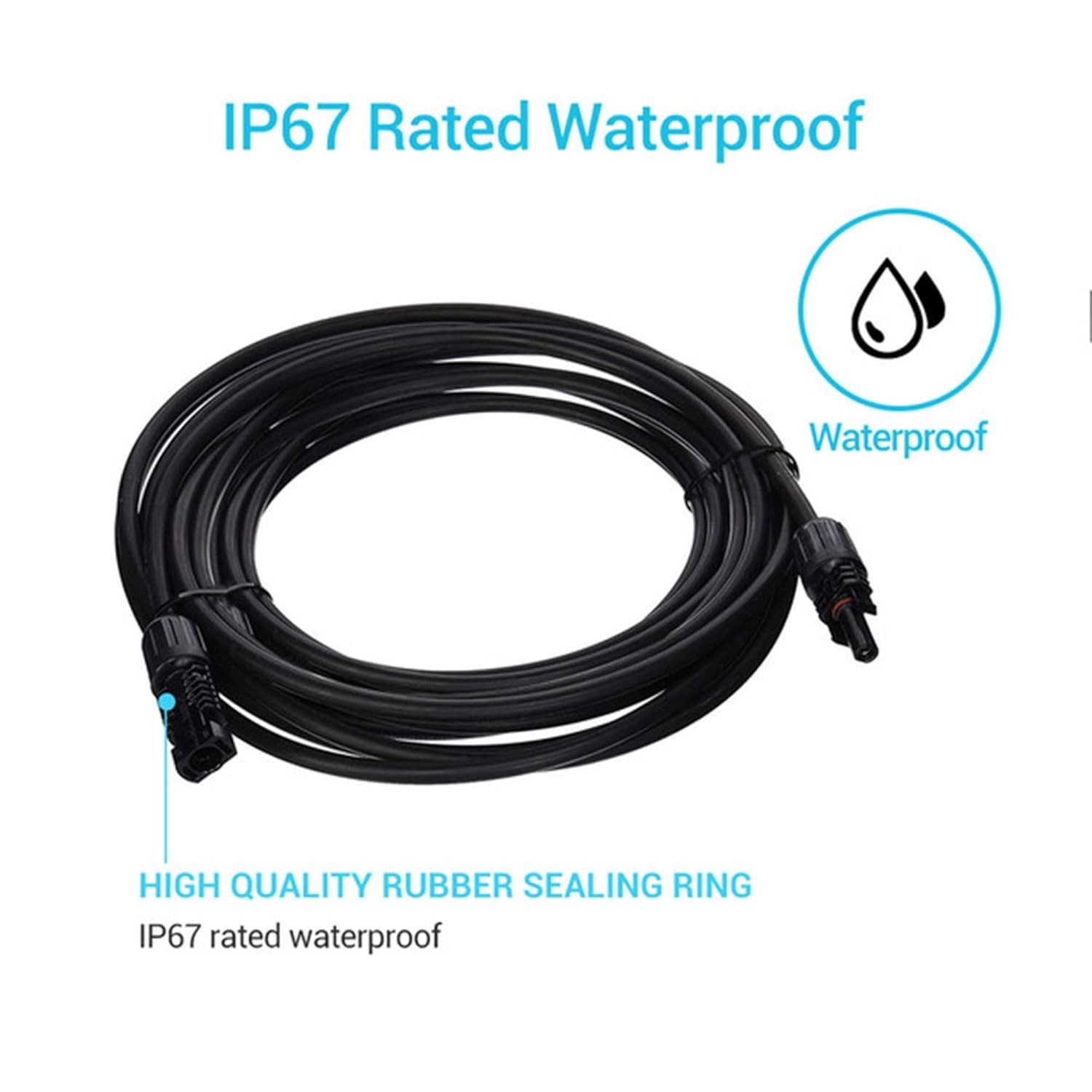 1.5Ft 12AWG Solar Panel Wire Adaptor – Weatherproof Male & Female Connectors