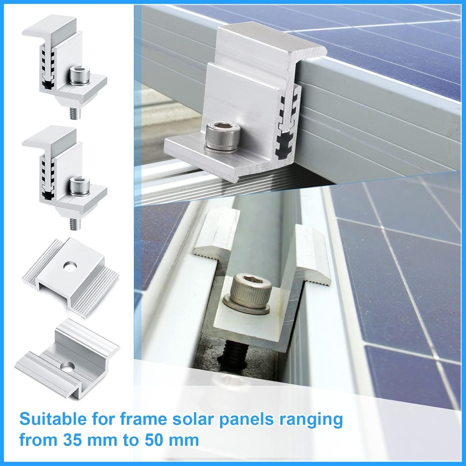 Soporte de panel solar de aluminio de 1.06 pulgadas con soportes de montaje