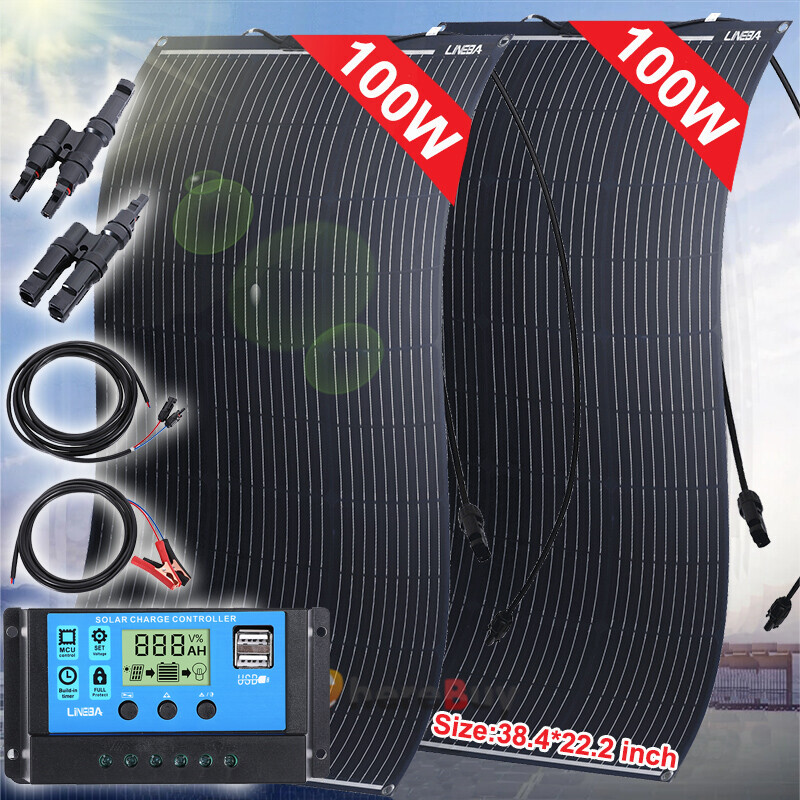 400W Solar Panel Kit Plug in Charger w/ Controller Caravan Boat RV Home Charging