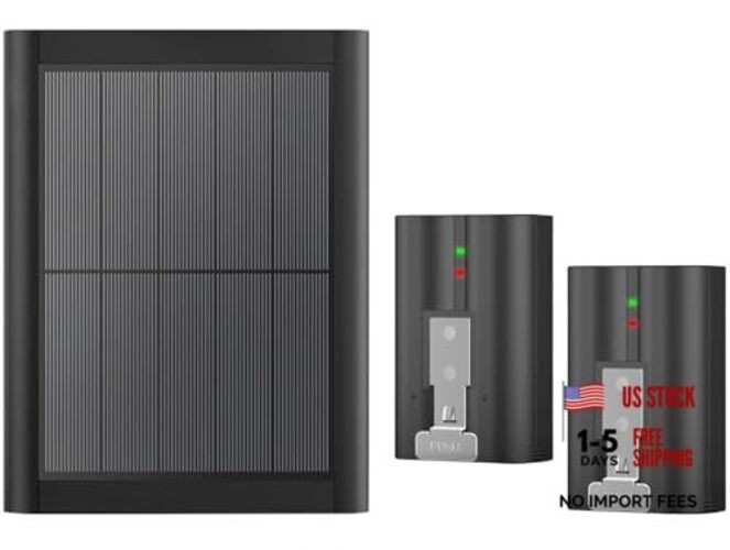 2-Pack 7200mAh Replacement Ring Battery with 5W Solar Panel Charger for Black