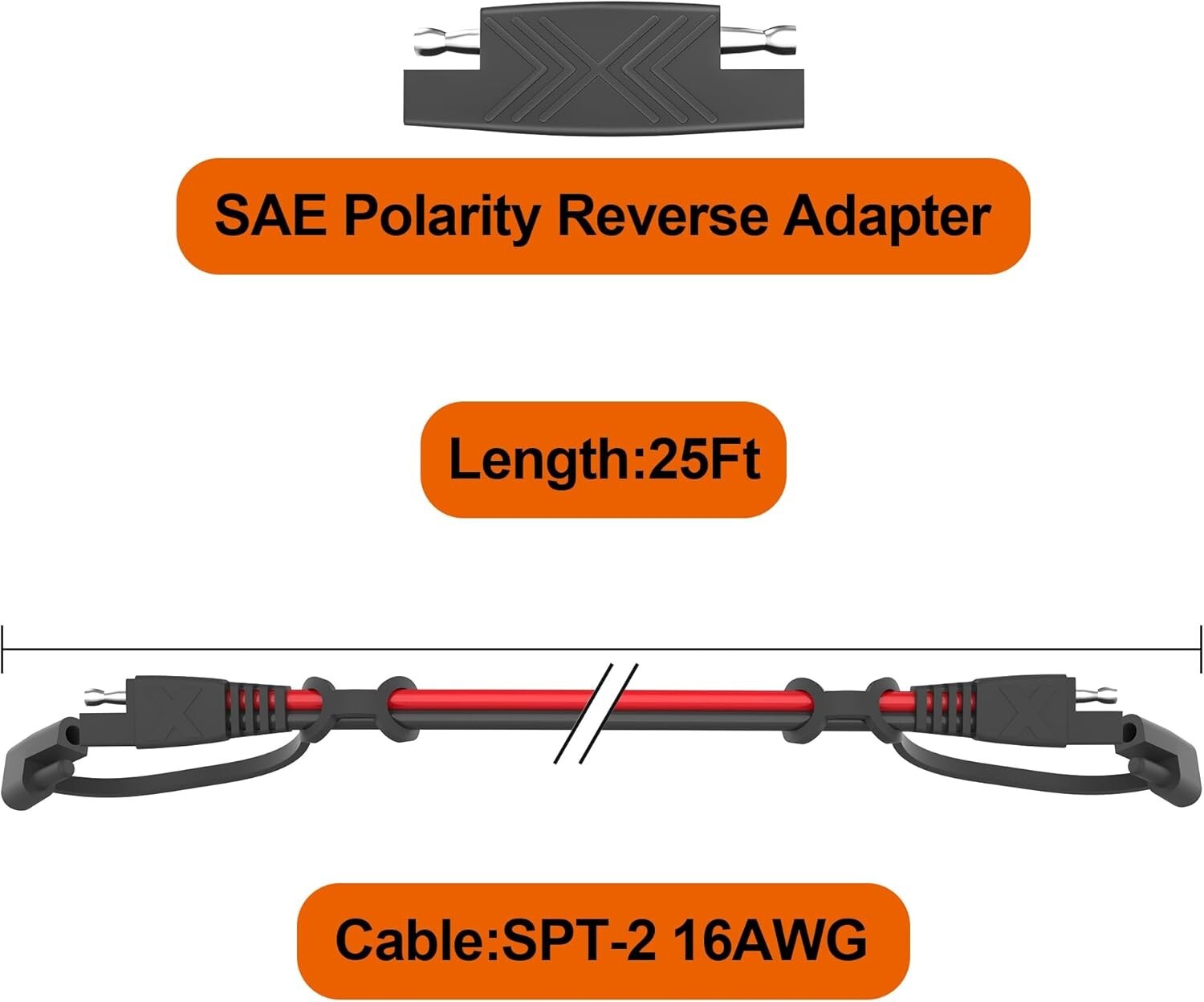 12FT SAE Extension Cable 16AWG with Quick Disconnect – Ideal for Automotive Use
