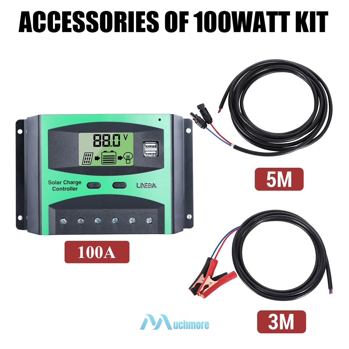 200W 100W Portable Flexible Solar Panel Kit 100A Controller RV Camping Off-Grid