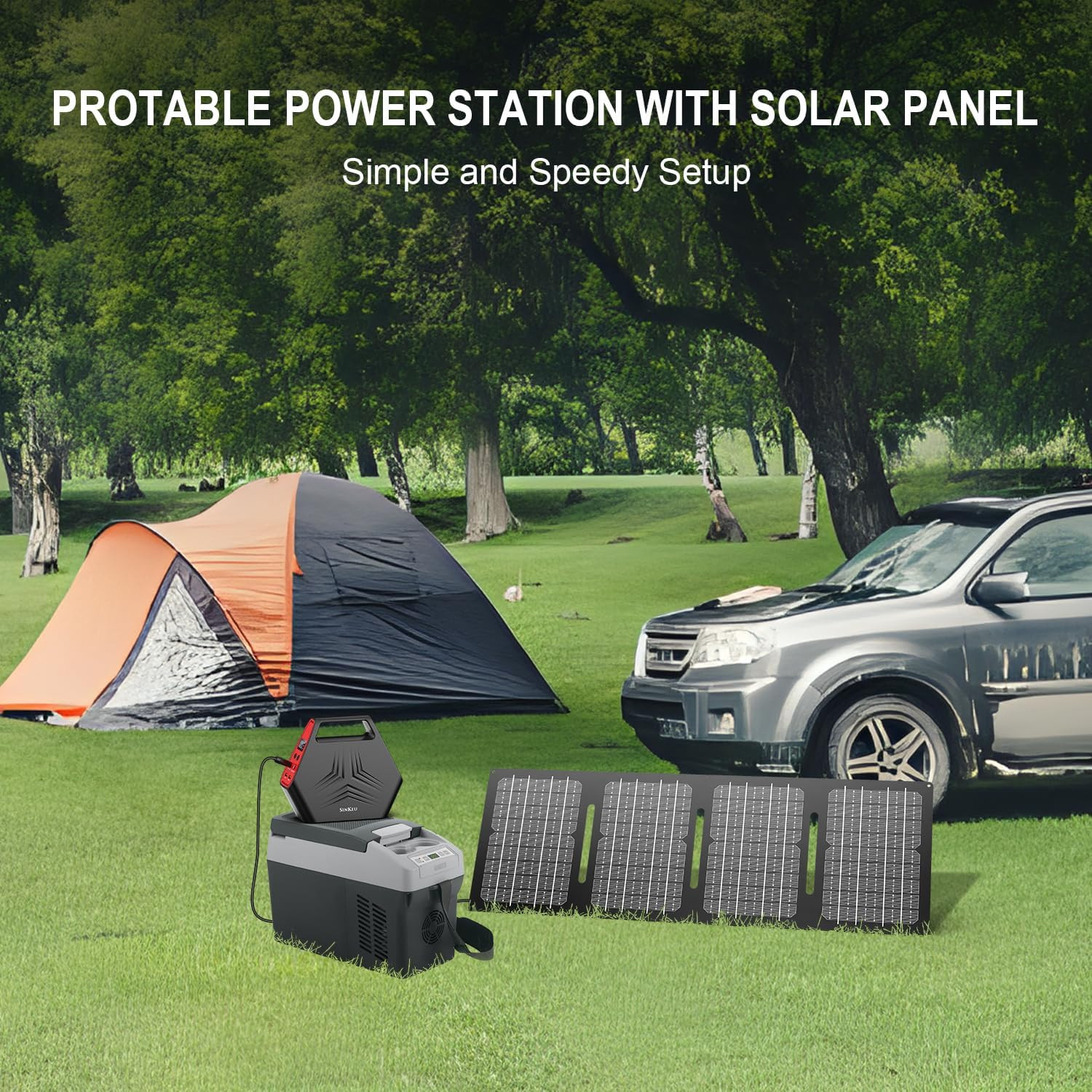 100W Solar Generator with 40W Foldable Solar Panel, 24600Mah Power Bank with AC