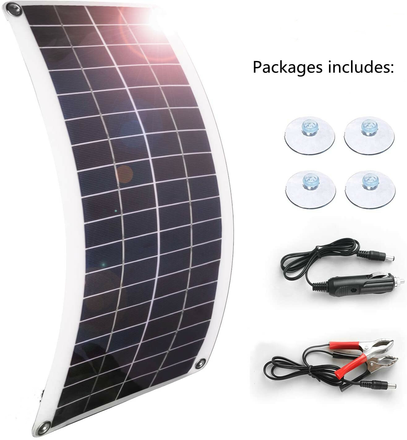 25W Flexible Solar Panel Car Battery 12V Trickle Charger Car Boat RV Car Home