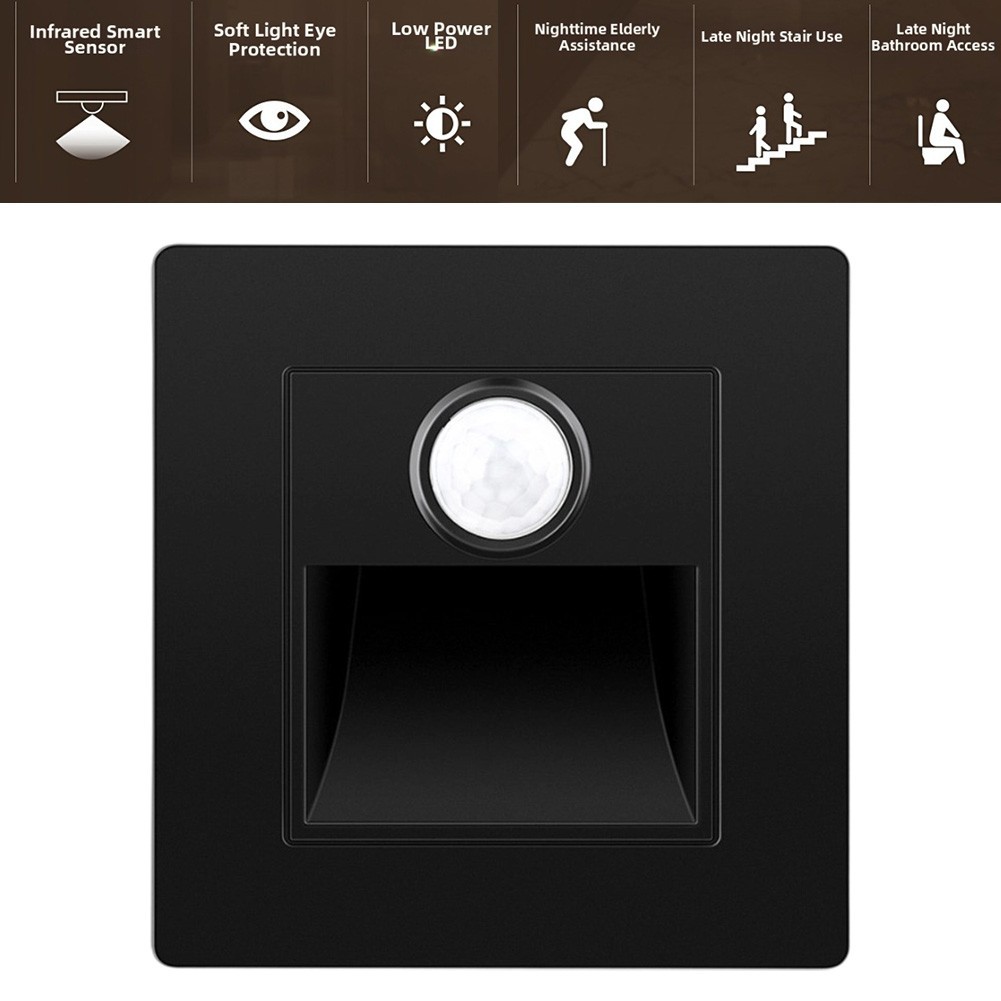 Indoor Motion Sensor LED Stair Light Recessed Wall Light for Safe Stair Use