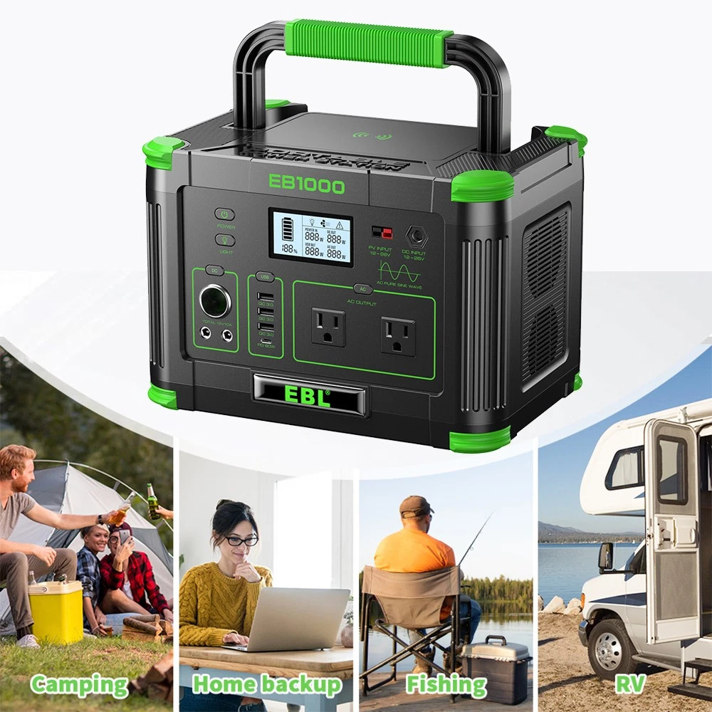 1000W 999Wh Portable Power Station Charger Generator RV LiFePO4 Backup Battery