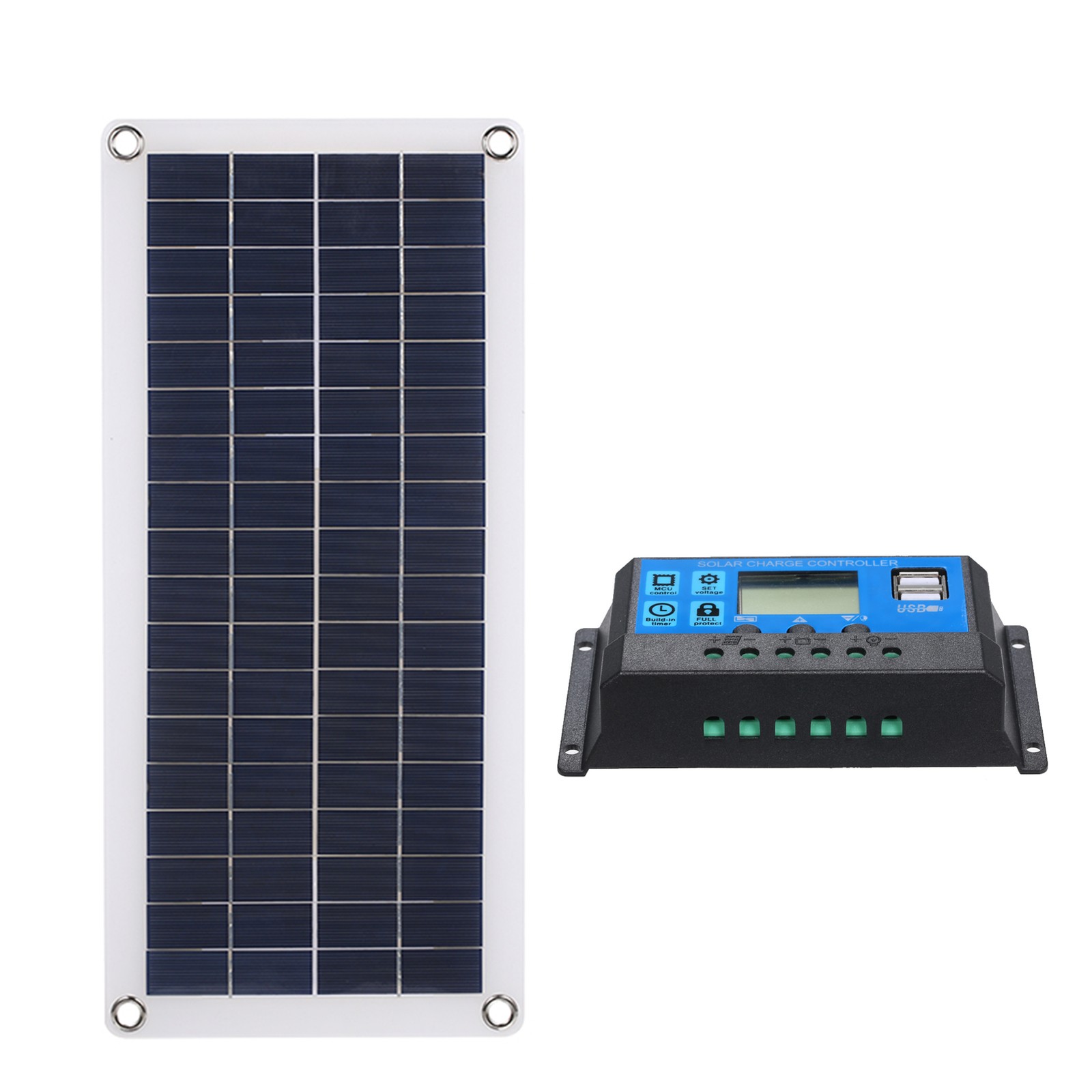 1-DC 5V/18V Dual Output 20W Solar Panel With 2 USB Ports & Car Charge IP65 WHHP