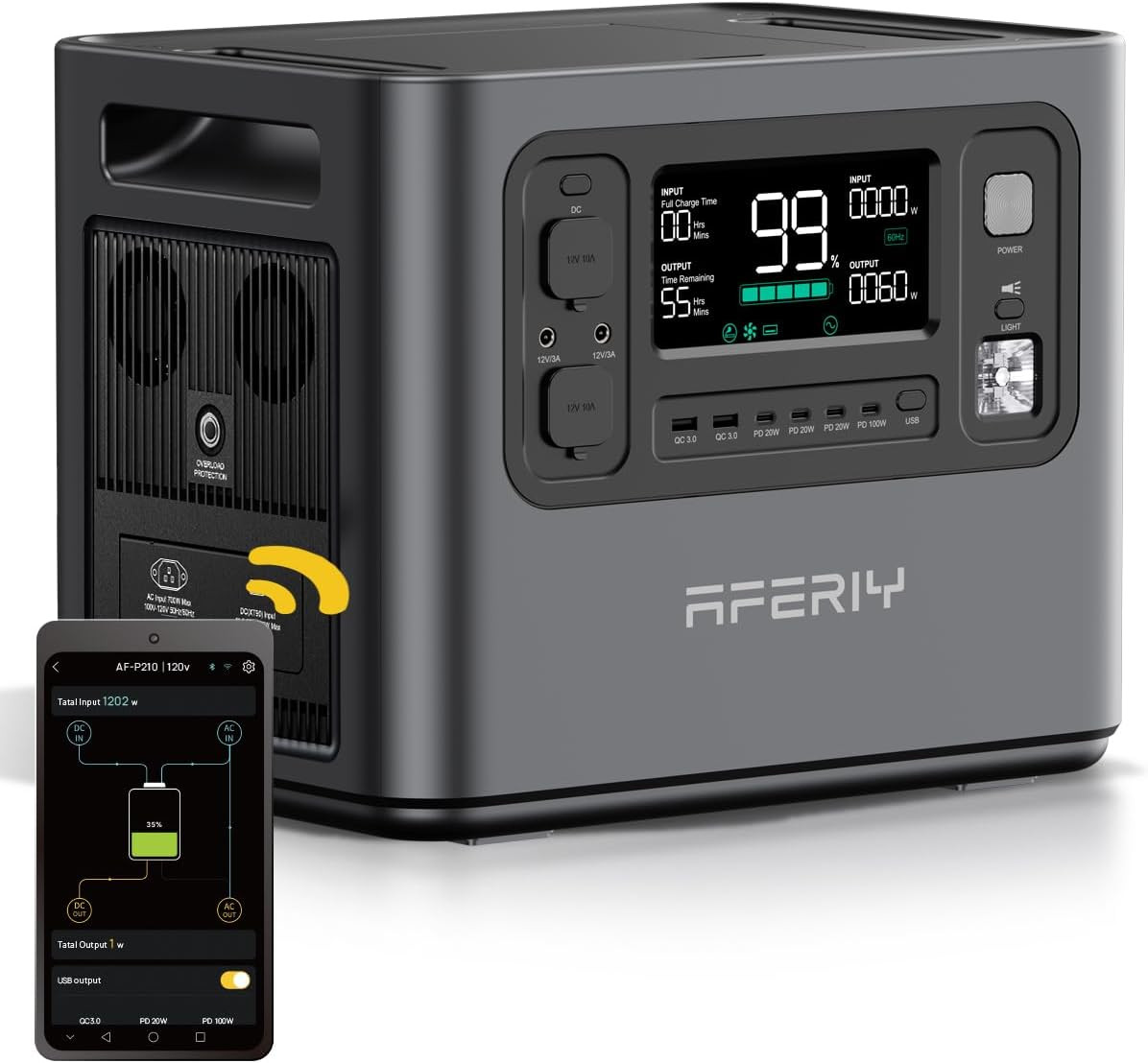 2048Wh Portable Power Station 2400W (Peak 4800W),P210 Lifepo4 Battery Generator,