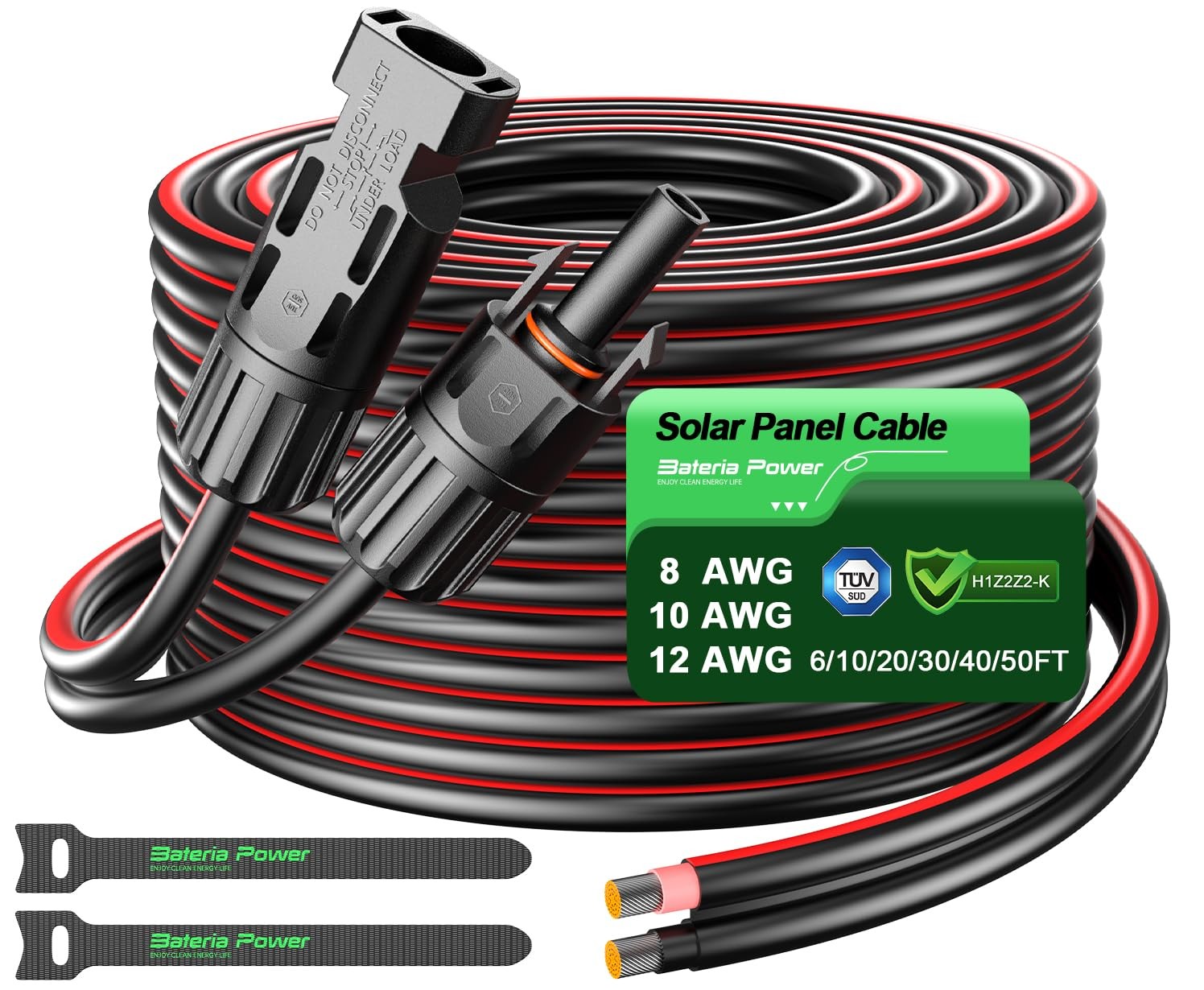 Solar Panel Extension Cable 20 Feet 10AWG 6mm² with Female Male Connectors, …