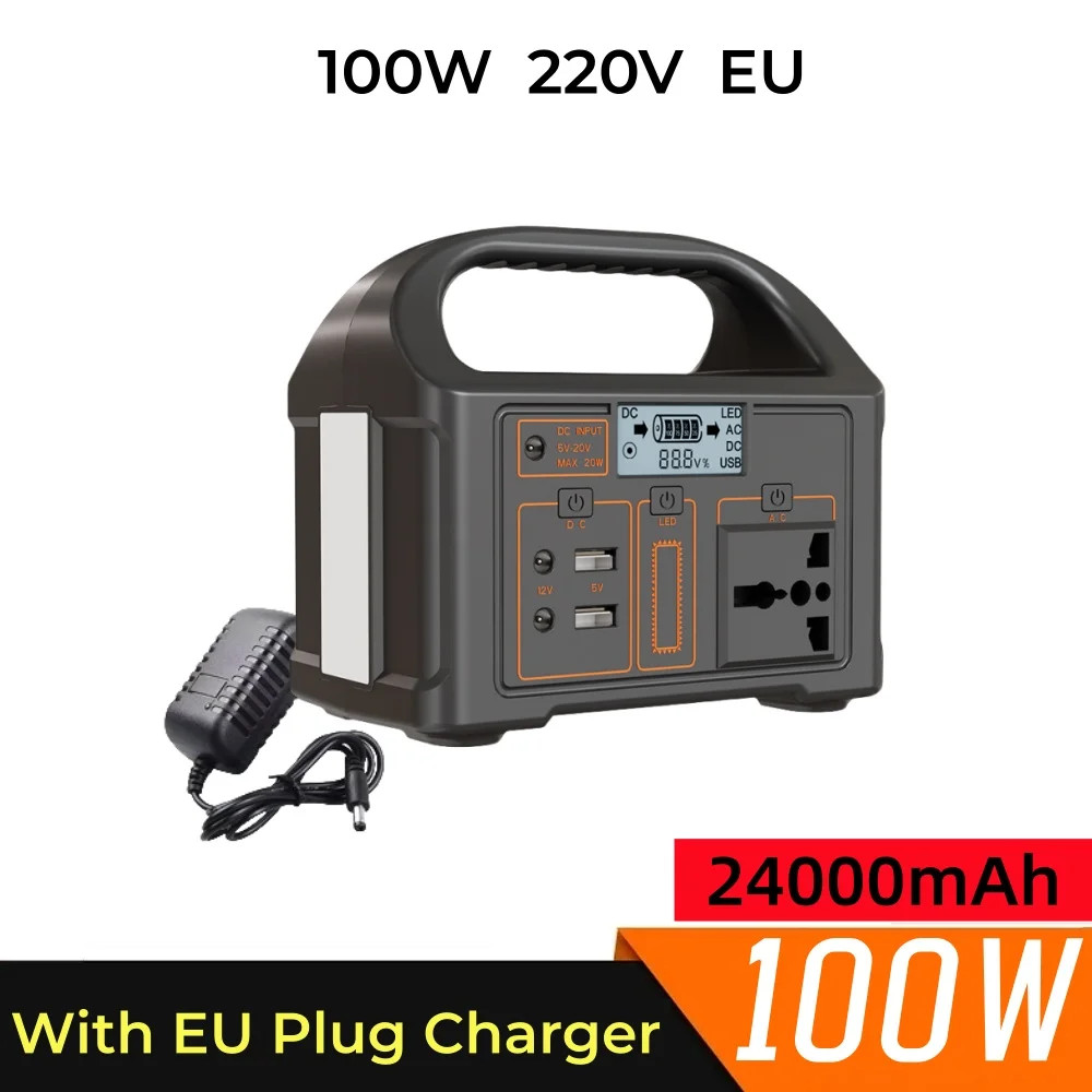100W Portable Solar Power Station Generator Output AC 220V 110V Lifepo4 Power Ba