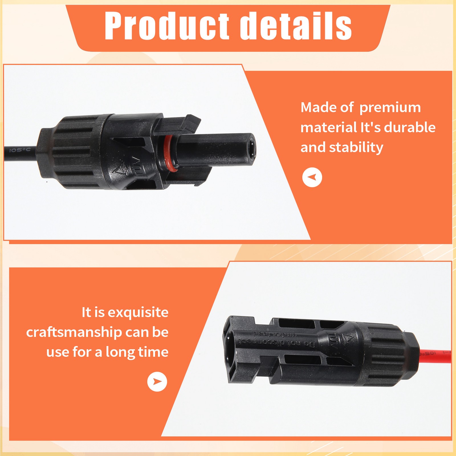Solar Panel to DC 8mm Adapter Cable 2m, Solar Connector to DC7909/8020 Male1284