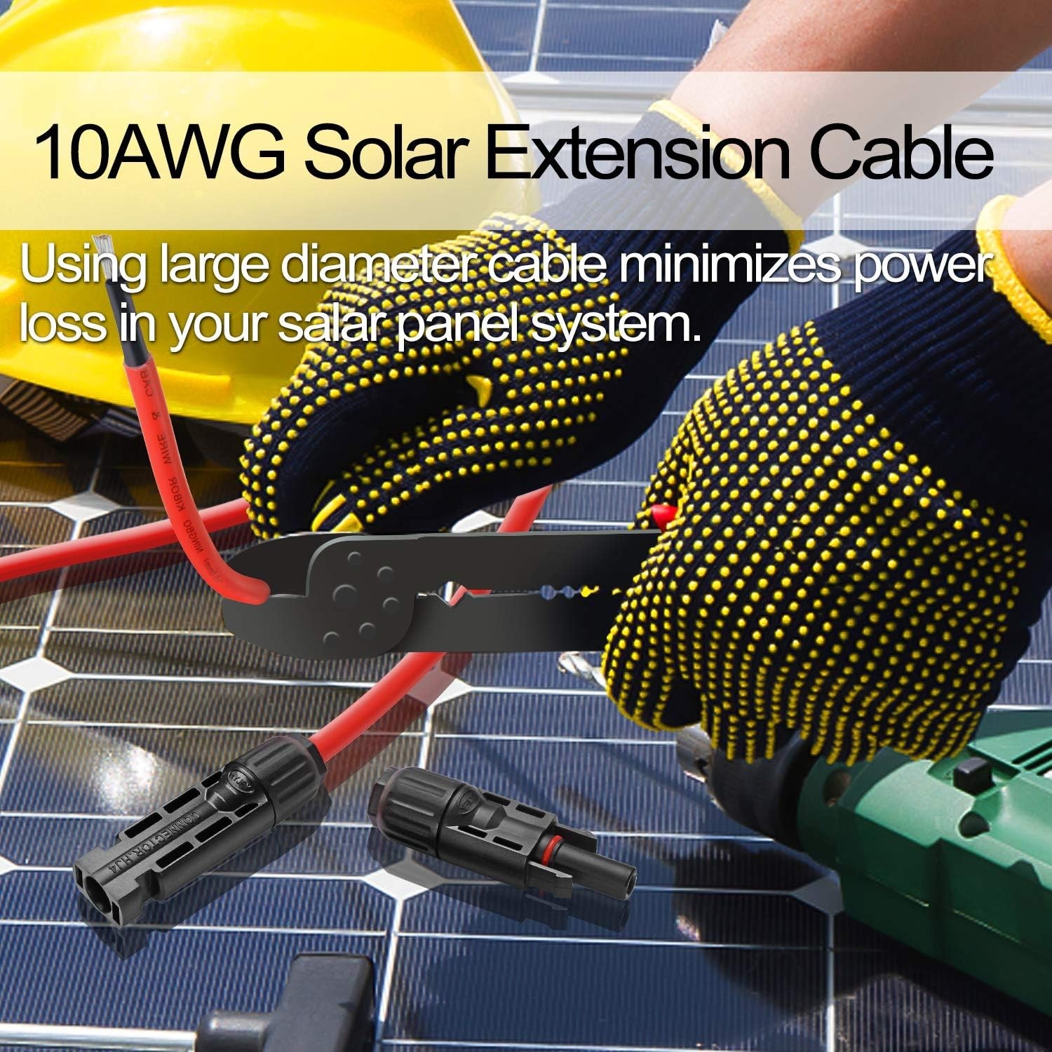 Solar Cable 6 Feet 10AWG Solar Extension Cable with Female and Male Connector…