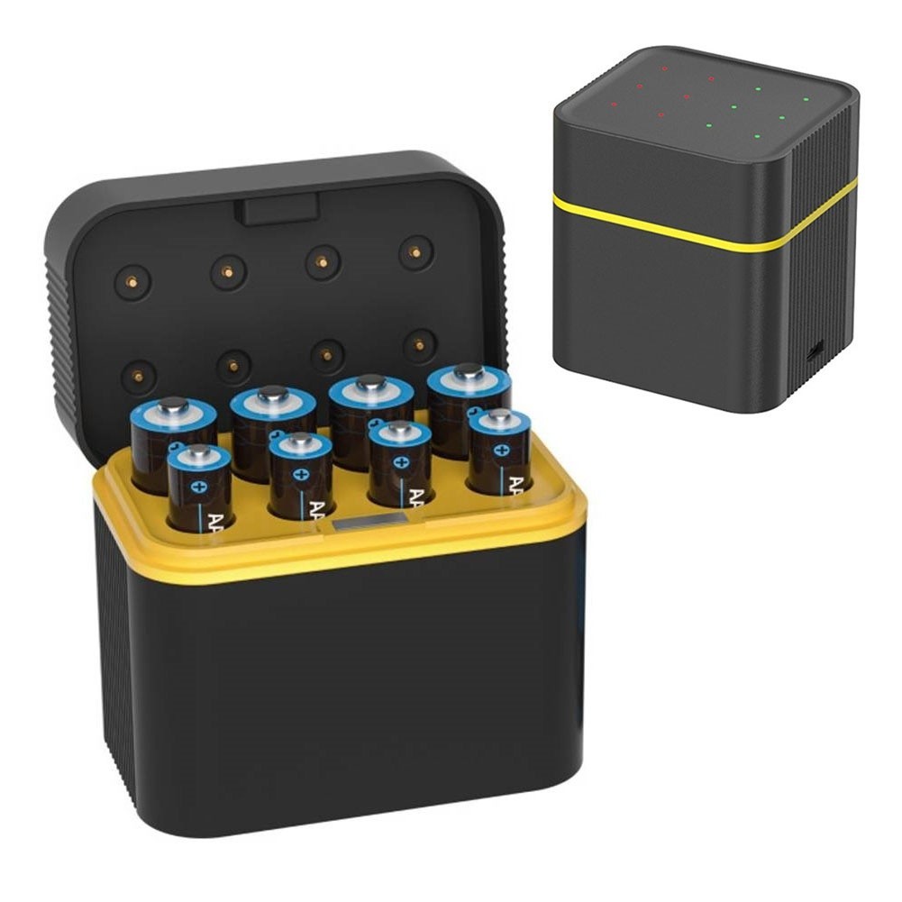 Eight Slot Lithium Battery Charger with LED Indicator and Modern Type C Port