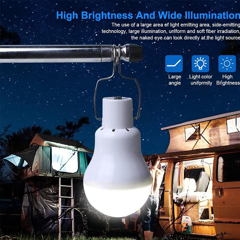 1W 6V Mini Solar Panel & 15W Rechargeable LED Light Bulb for Camping Garden US