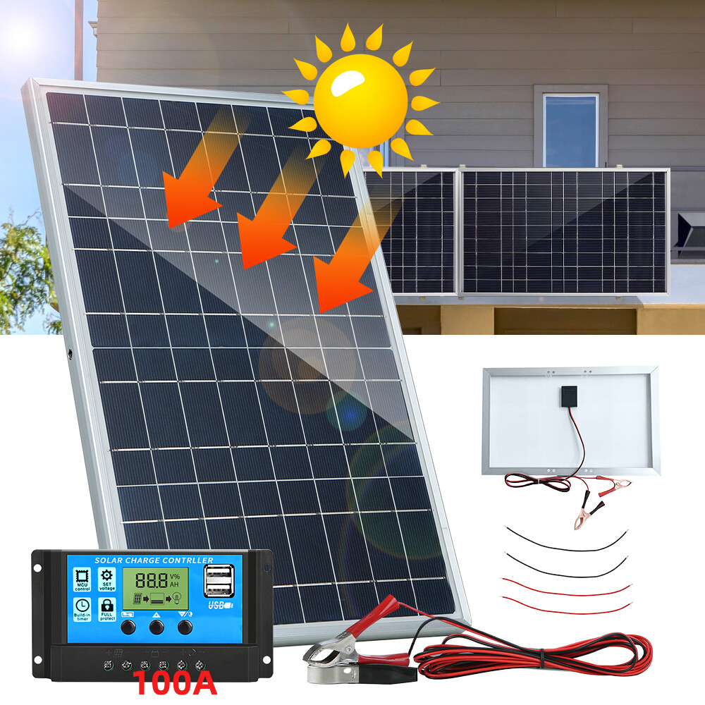 30W Solar Panel Kit 100A Charge Controller 12V Battery Charger Boat RV Marine US