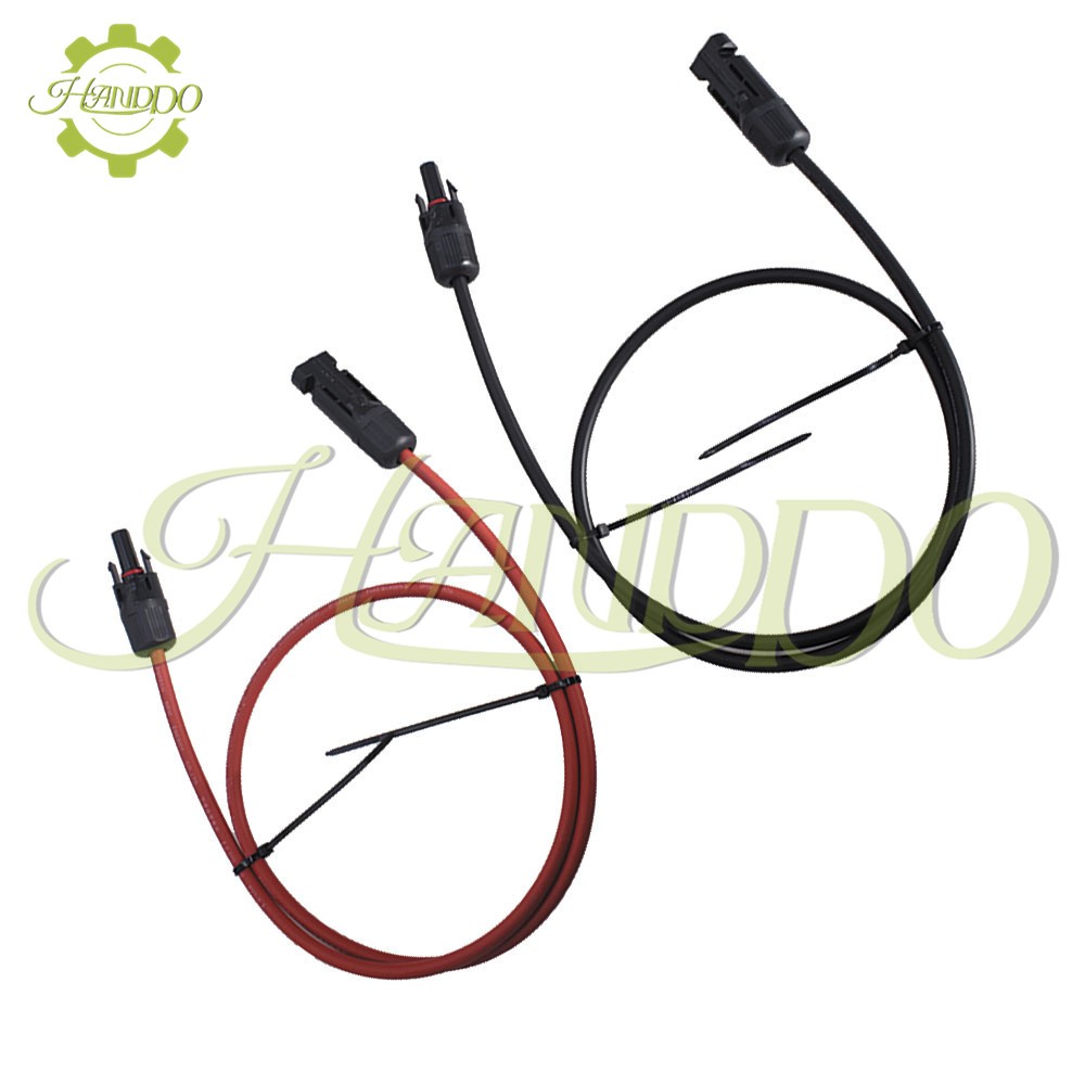1 Pair Black + Red Solar Panel Extension Cable Wire Connector 12/10 AWG