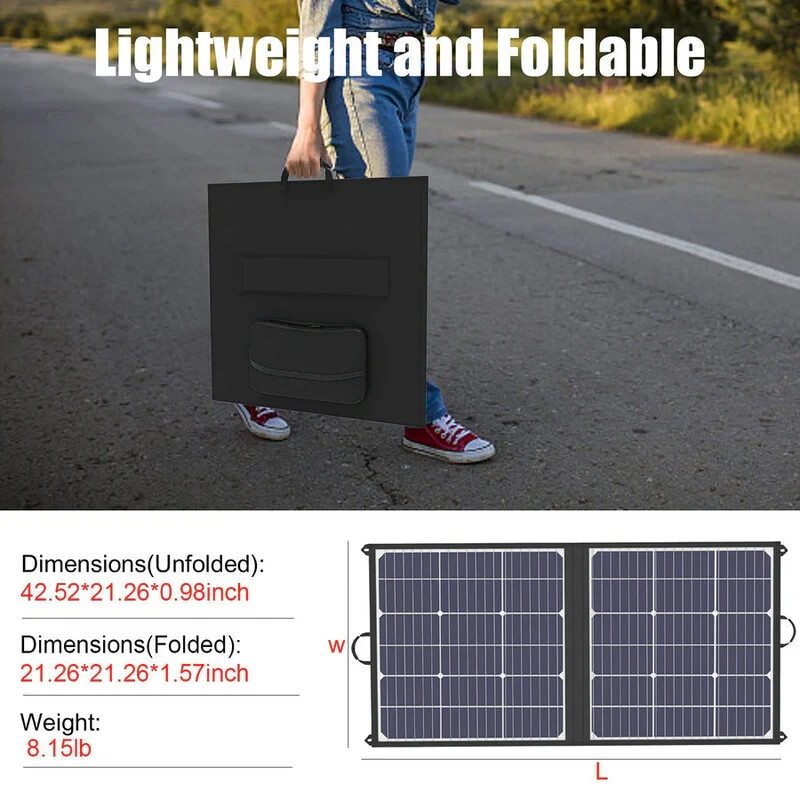 Gooloo Solar 100, 18V 100W Portable Solar Panel for Camping, Road Trip Foldable