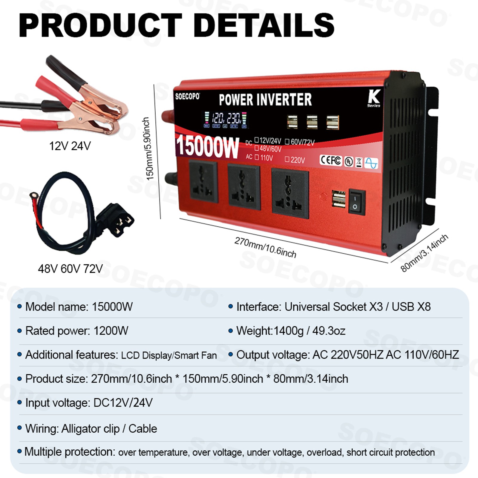 15000W Solar Power Kit with Accessories | 500W Panel + Controller + Inverter