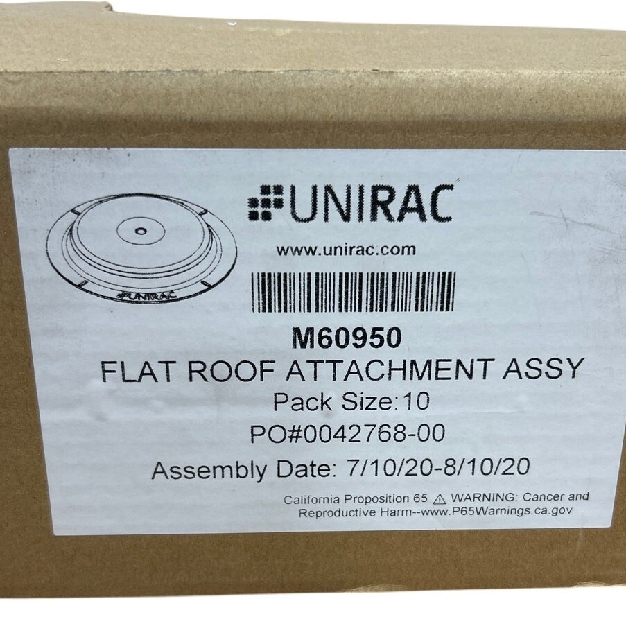 New In Box 10-Pack Unirac White Flat Roof Attachment Assemblies M60950 Solar