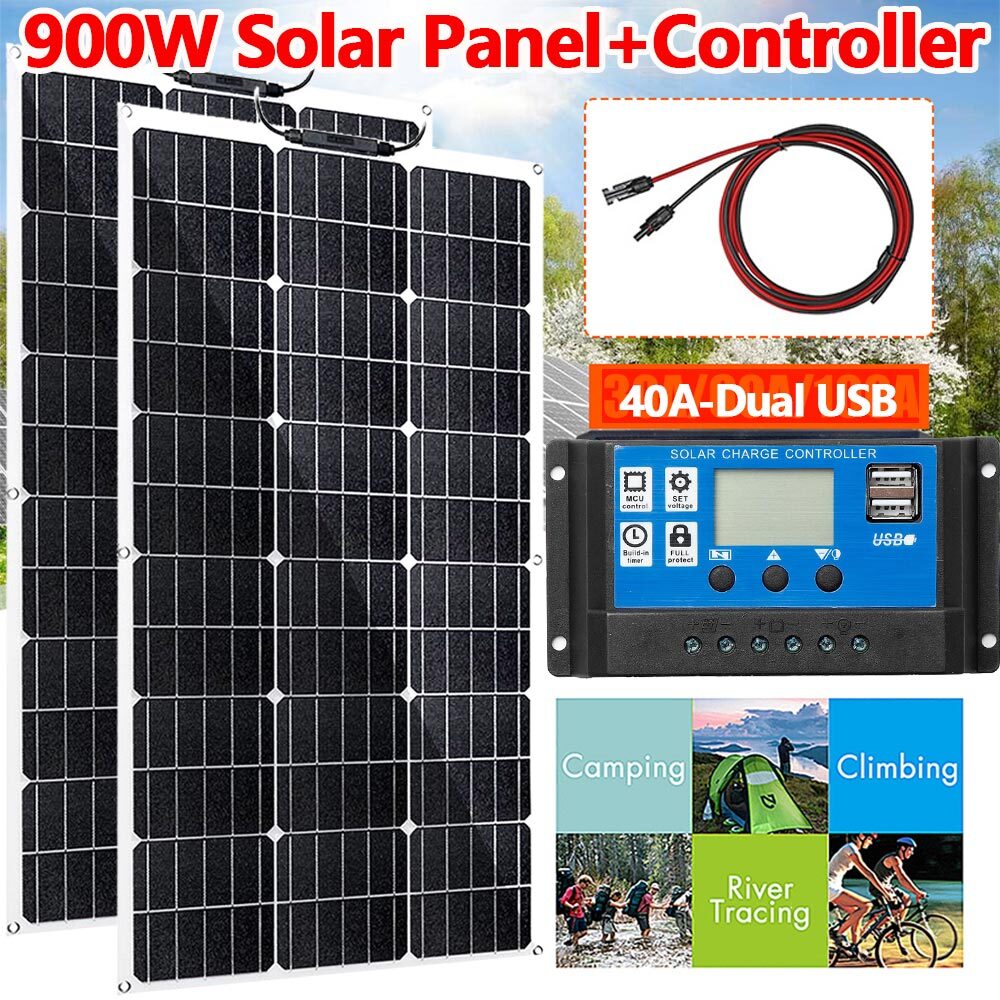 Solar Panel Kit Complete Solar Power Generator 40A Home 110v Grid System.