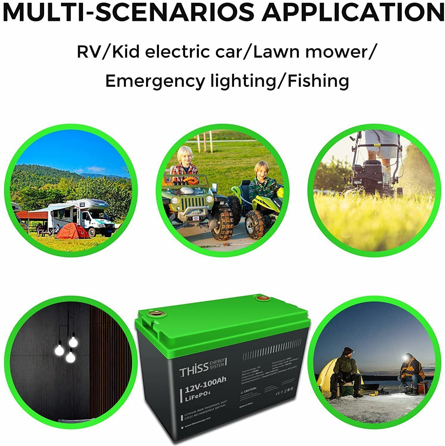 12V 50Ah 100Ah Lithium Battery LiFePO4 Rechargeable 3000+ Deep Cycle BMS Home RV