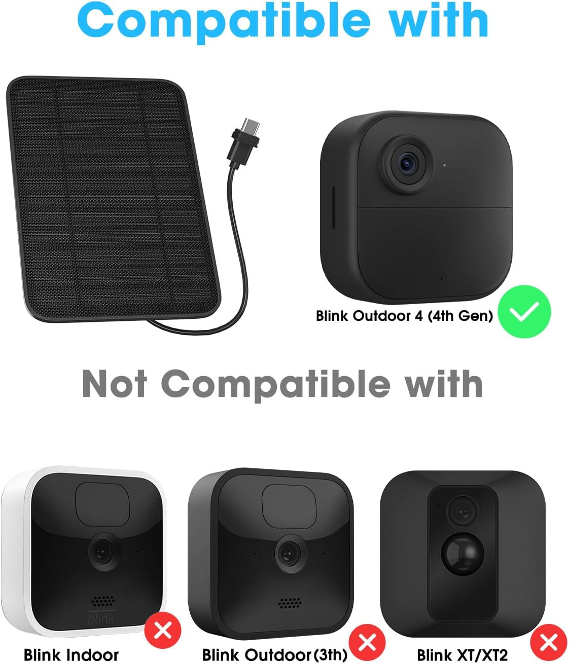 5W Solar Panel Compatible with Blink Outdoor 4(4Th Gen)/2K+ Camera, Solar Panel