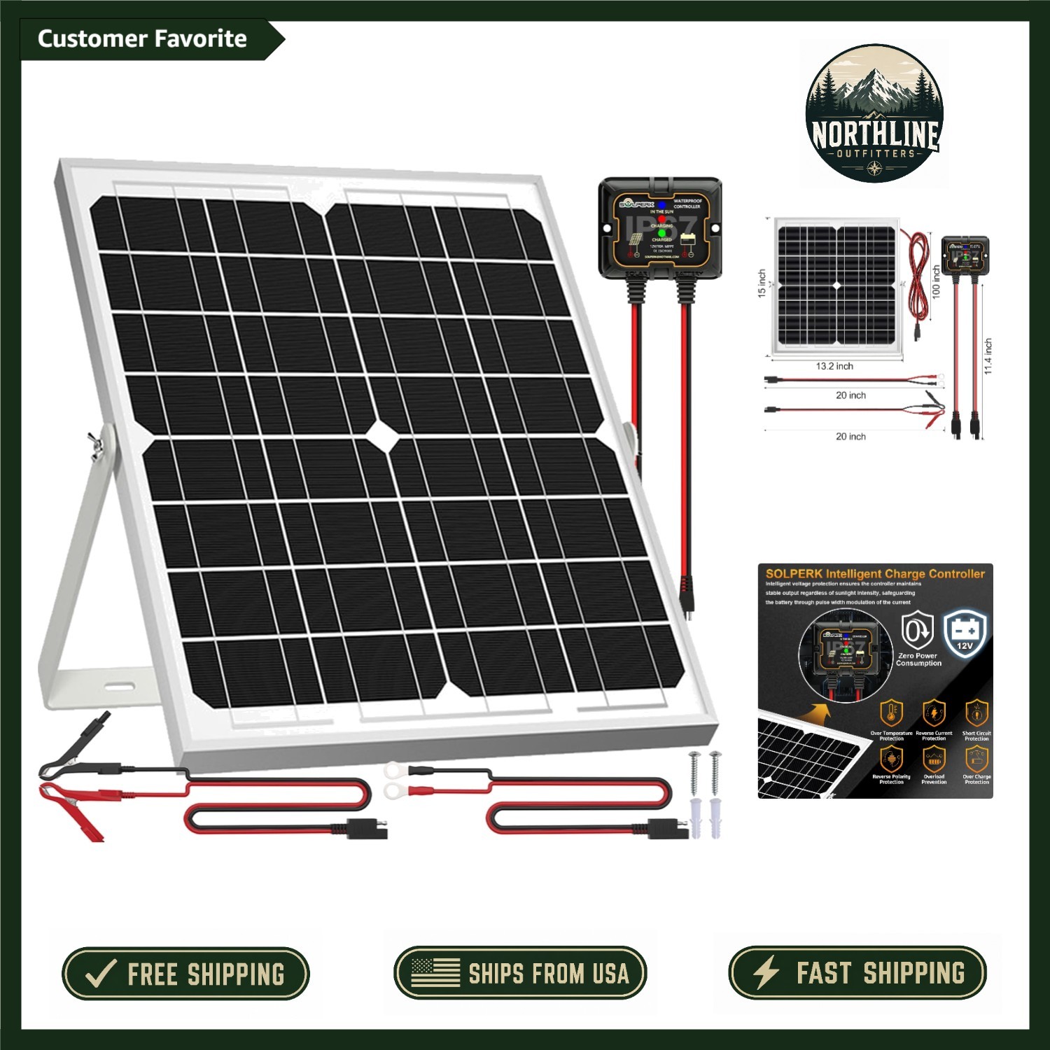 Complete 20W 12V Solar Panel System with Smart Charge Controller & Accessories