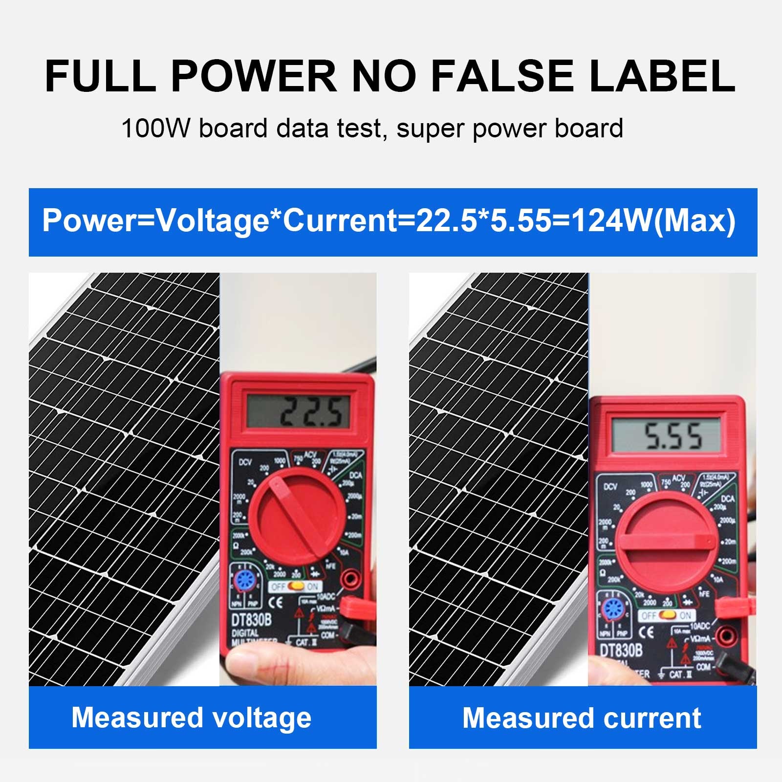 100W 12V Solar Panel High Efficiency Monocrystalline PV Module for Home RV Boat