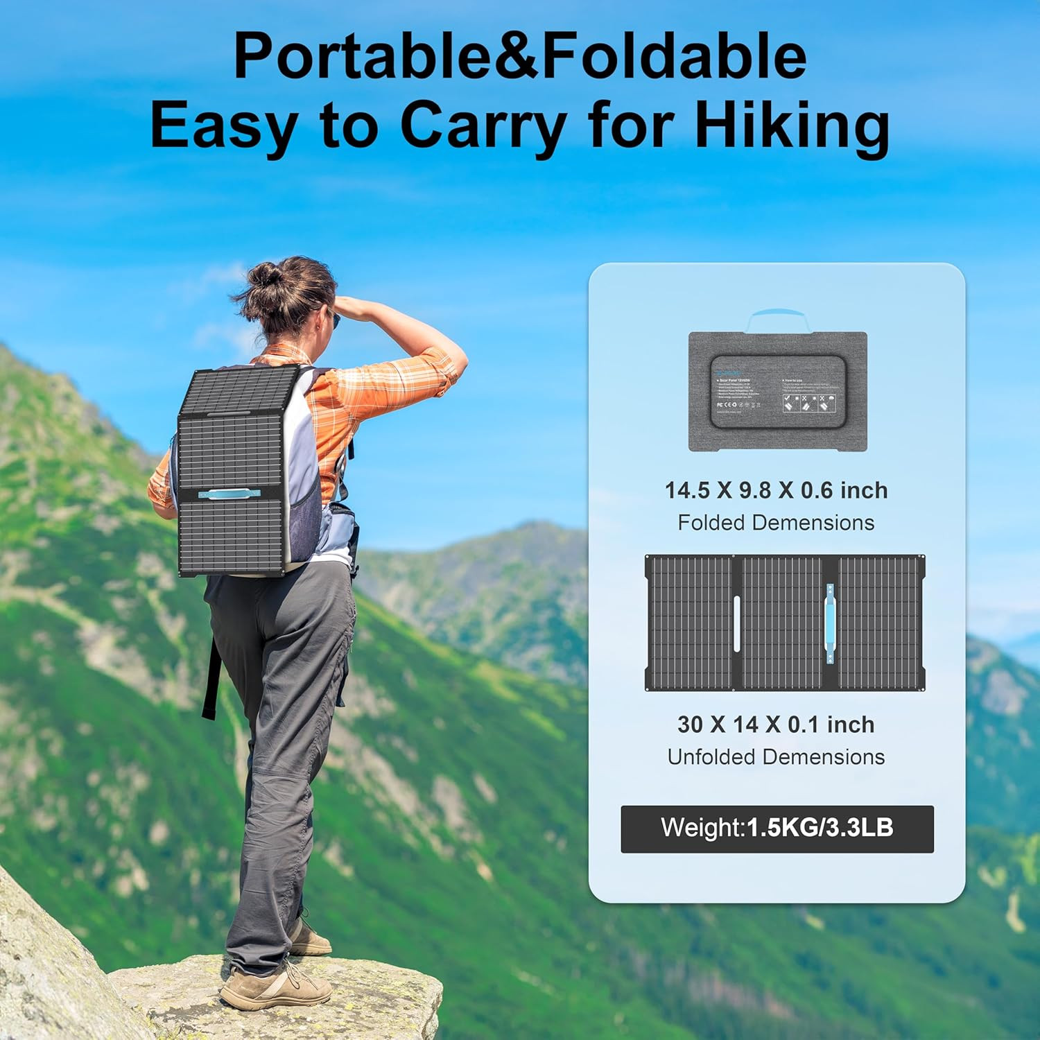 45W Portable Solar Panels Chargers with USB-C, USB-A and DC Outputs Foldable IP6