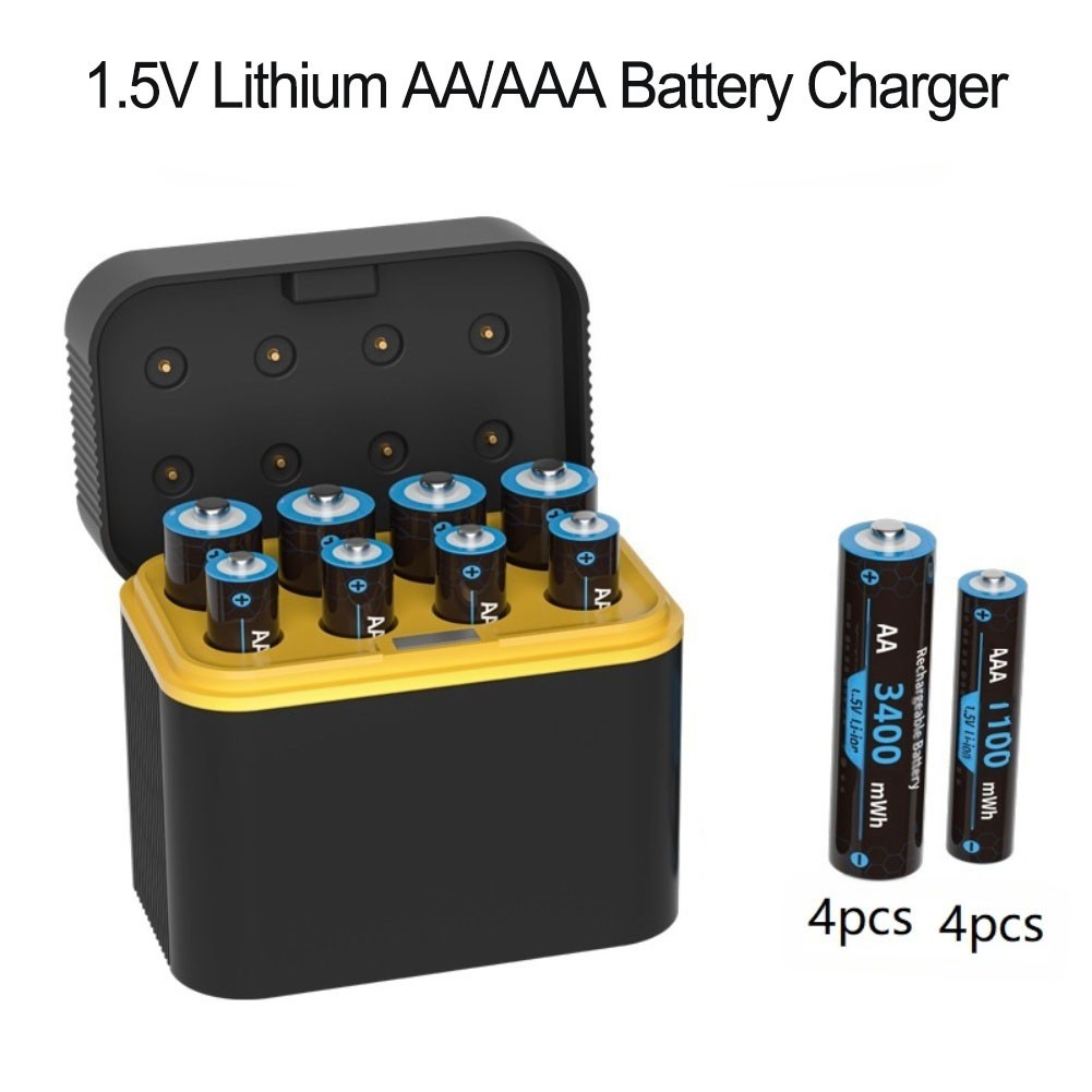 Eight Slot Lithium Battery Charger with LED Indicator and Modern Type C Port