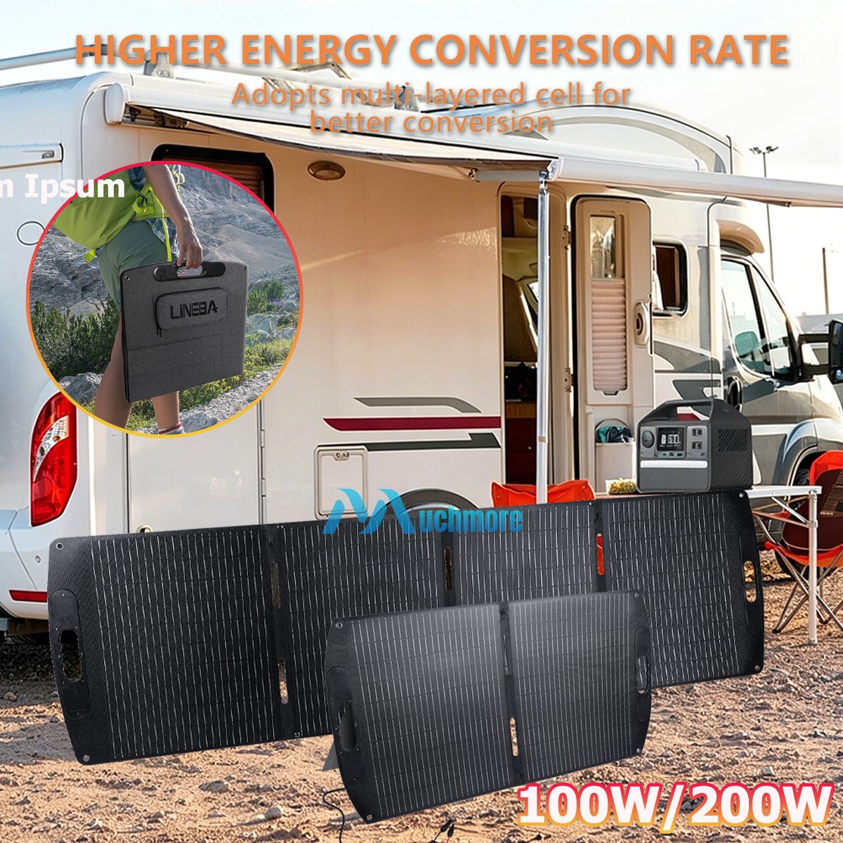 400W 200W Folding Solar Panel Charger Power Station IP65 for Home RV Camping USA
