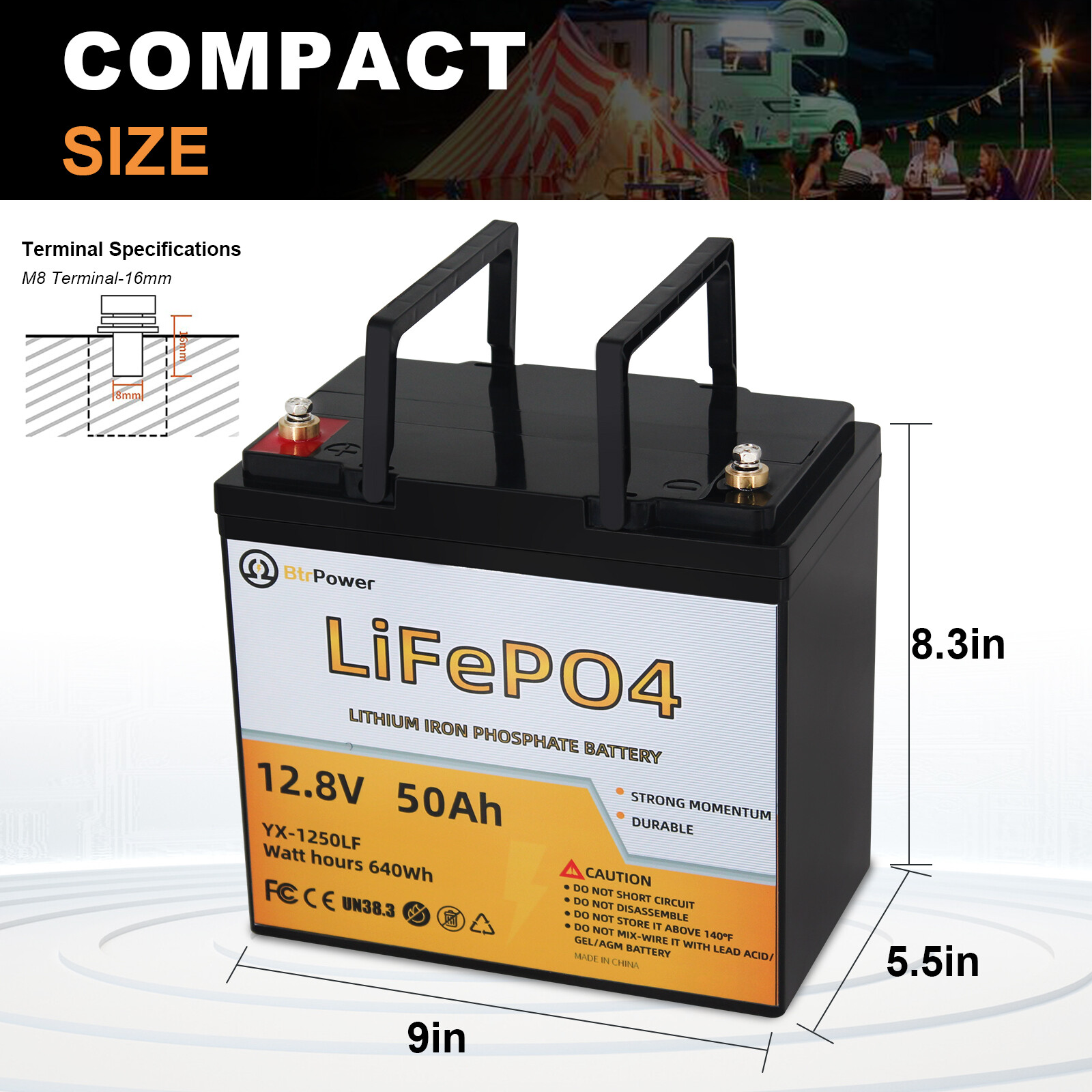 12V 50Ah Lithium Lifepo4 Battery Pack Charger for RV Marine Solar System 50A BMS