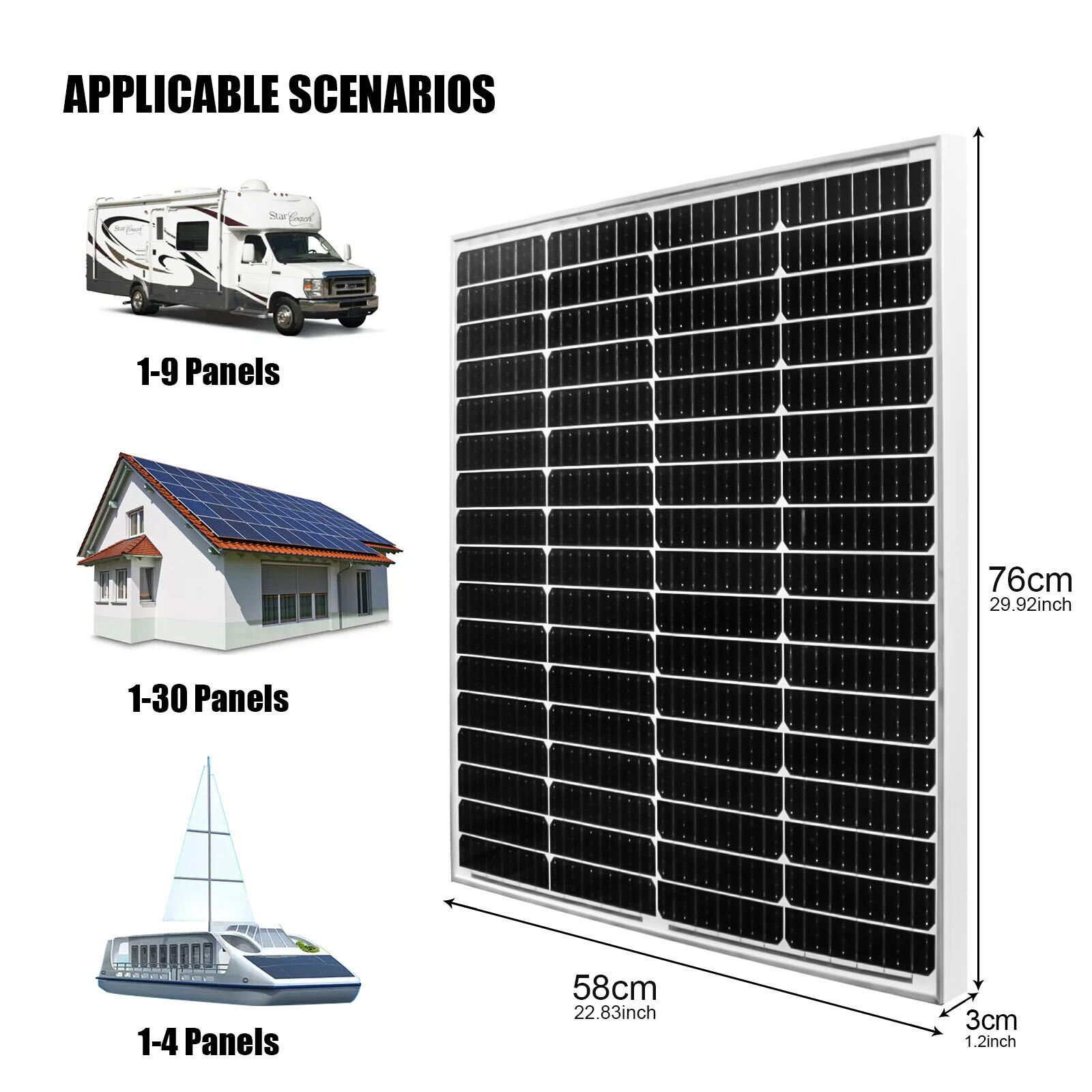 2024 NEW 100 Watt 12V High-Efficiency Mono Solar Panel PV Module for RV Marine