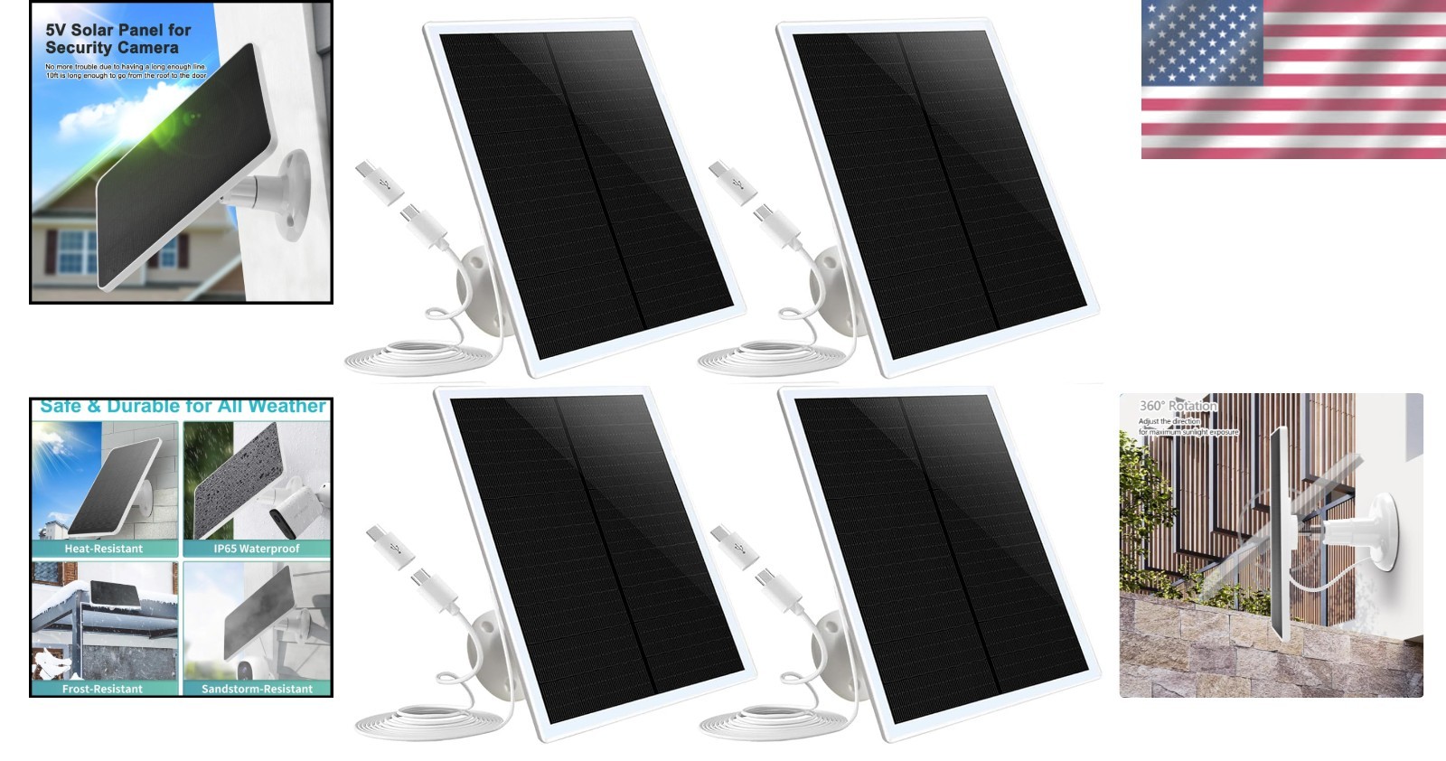 Compact Solar Panel Kit for Outdoor Security Cameras