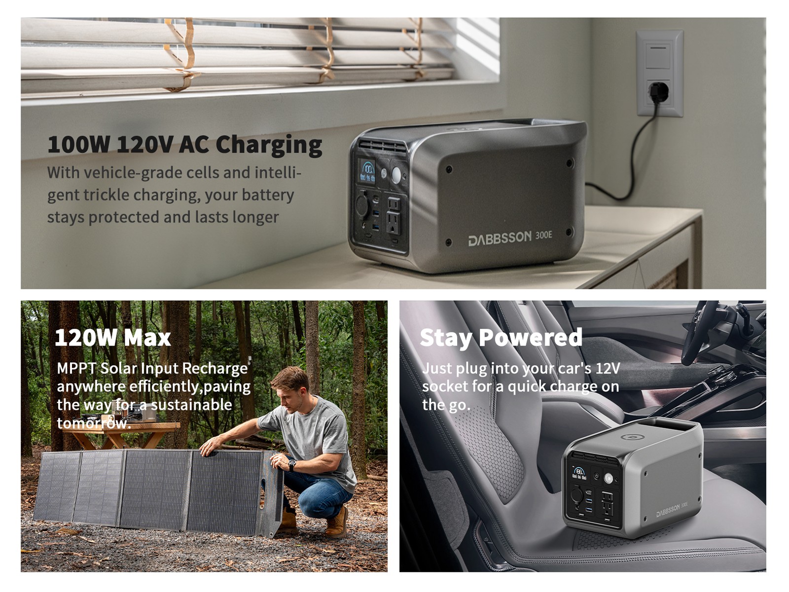 Portable Power Station Solar Generator 298Wh 300W Trip Camping Back up Dabbsson