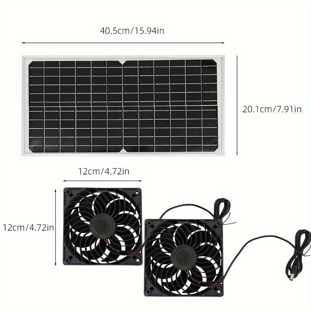 Solar Panel Fan Kit, Dual Fans, Removable Photovoltaic Module,