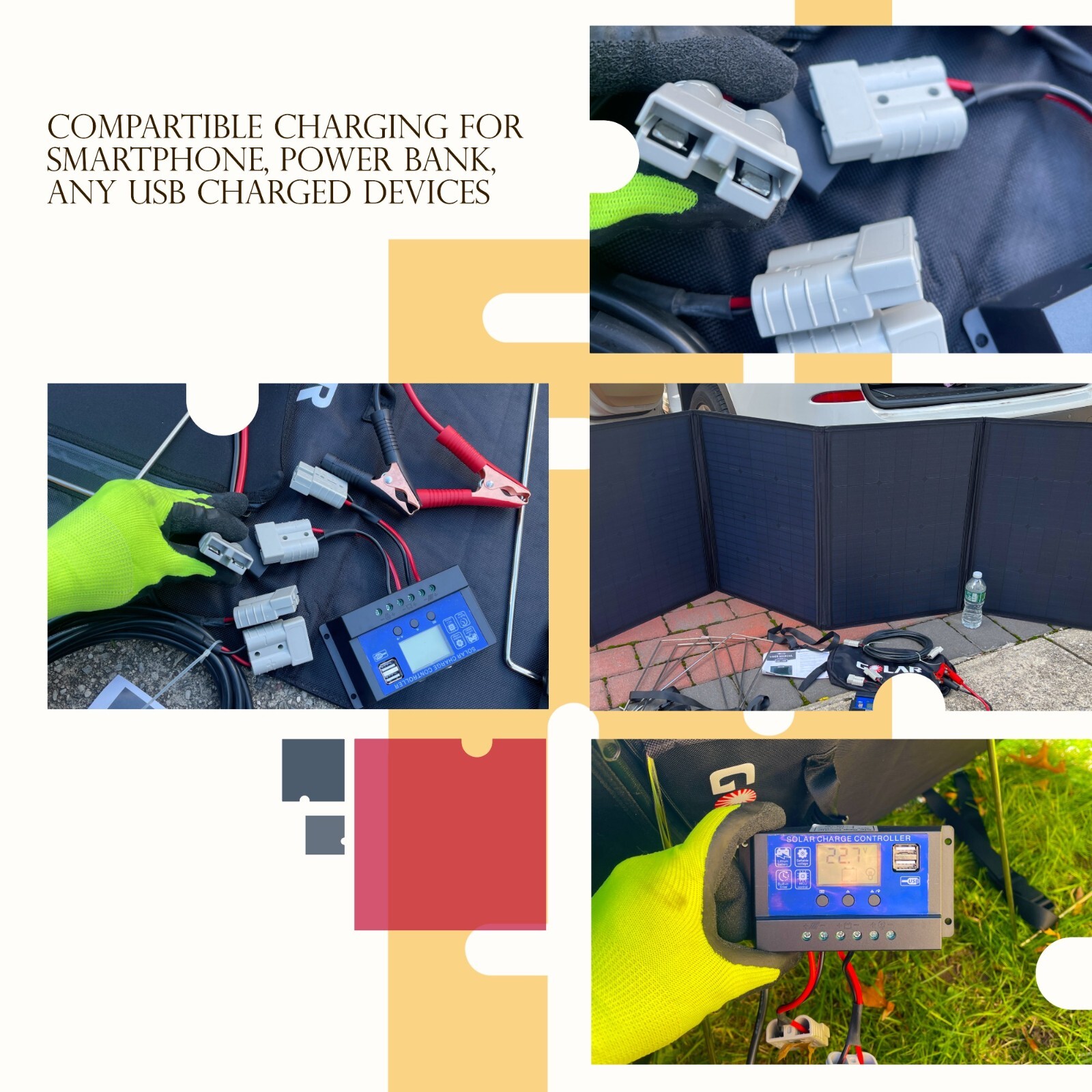 200W Portable Solar Panel Kit Battery Charger Generator Foldable Camping RV Car