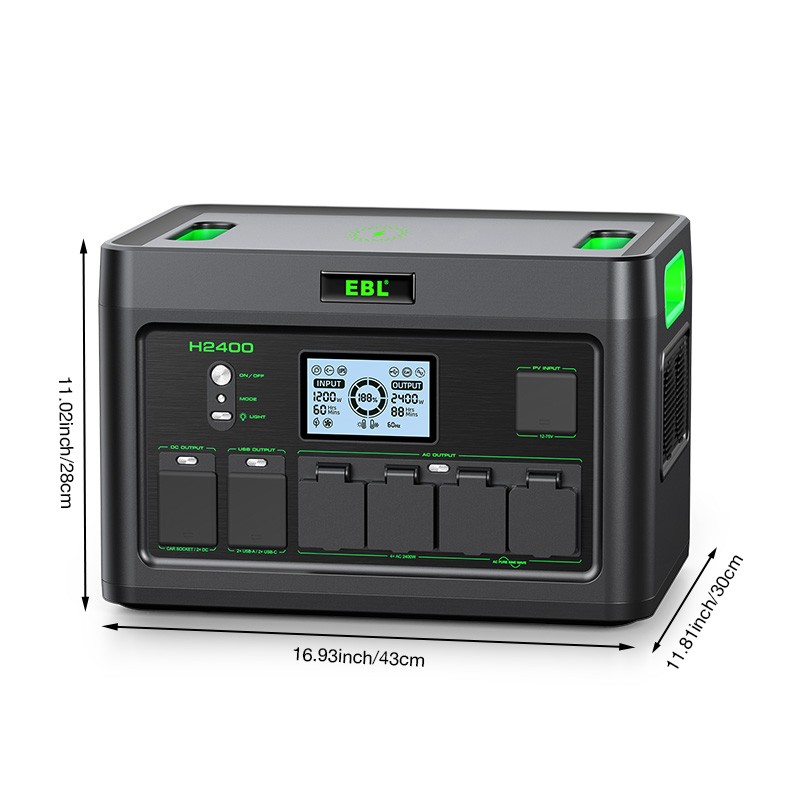 2400W 1843.2Wh LiFePO4 Portable Power Station 4800W Surge Solar Generator ​