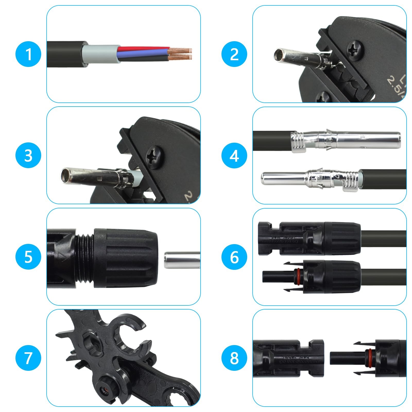Solar Panel Cable Crimping Connectors Tool Kit, Including Solar Crimper, Pair…