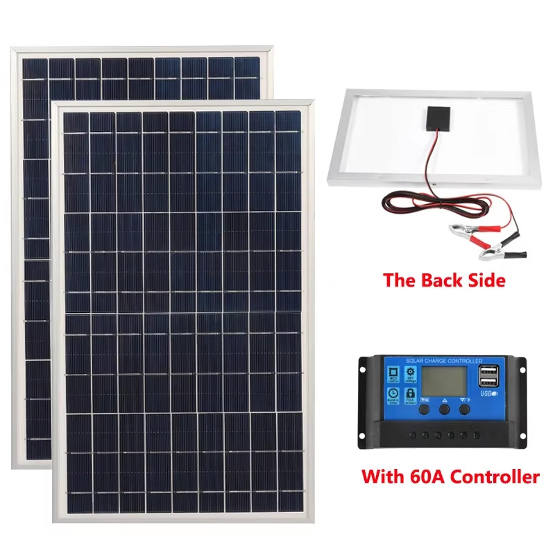300W 12V Portable Solar Panel Kit Complete Polycrystalline USB Power Outdoor Rec