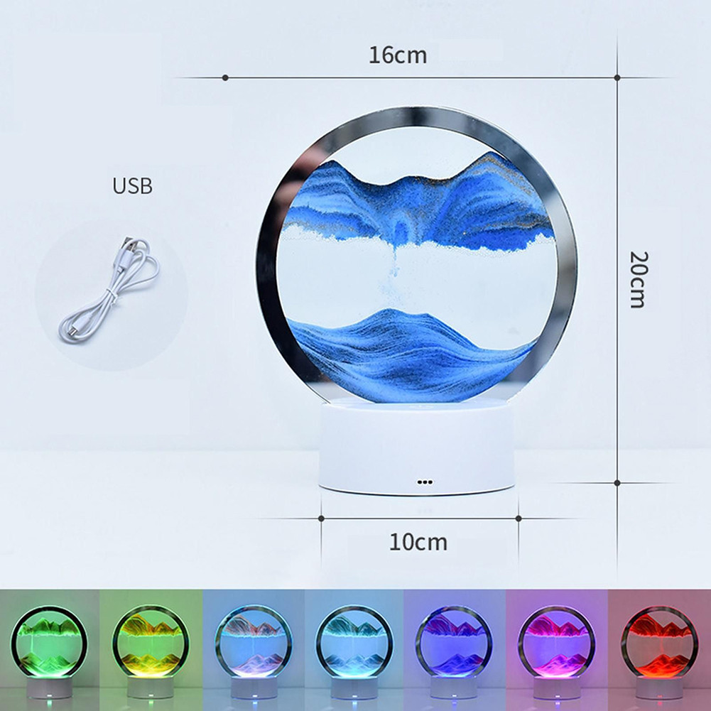 Sand Motion Hourglass Desk Lamp with Gentle Illumination for Bedroom or Office
