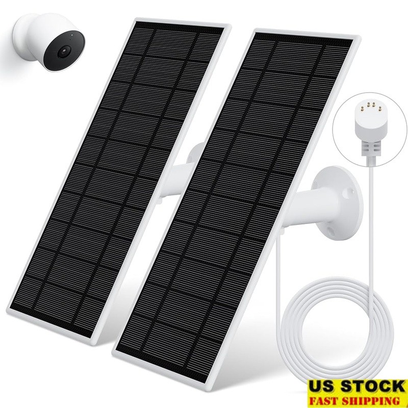 Efficient Solar Panel Charger Google Nest Camera 360° Mount Waterproof System US