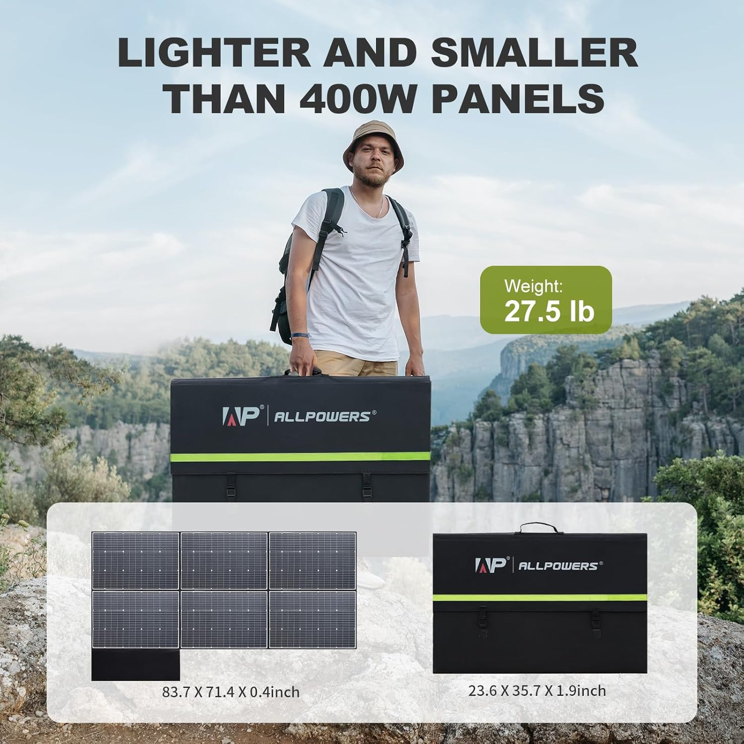 ALLPOWERS SP039 600W Monocrystalline Portable Solar Panel Waterproof IP67 RV Sol